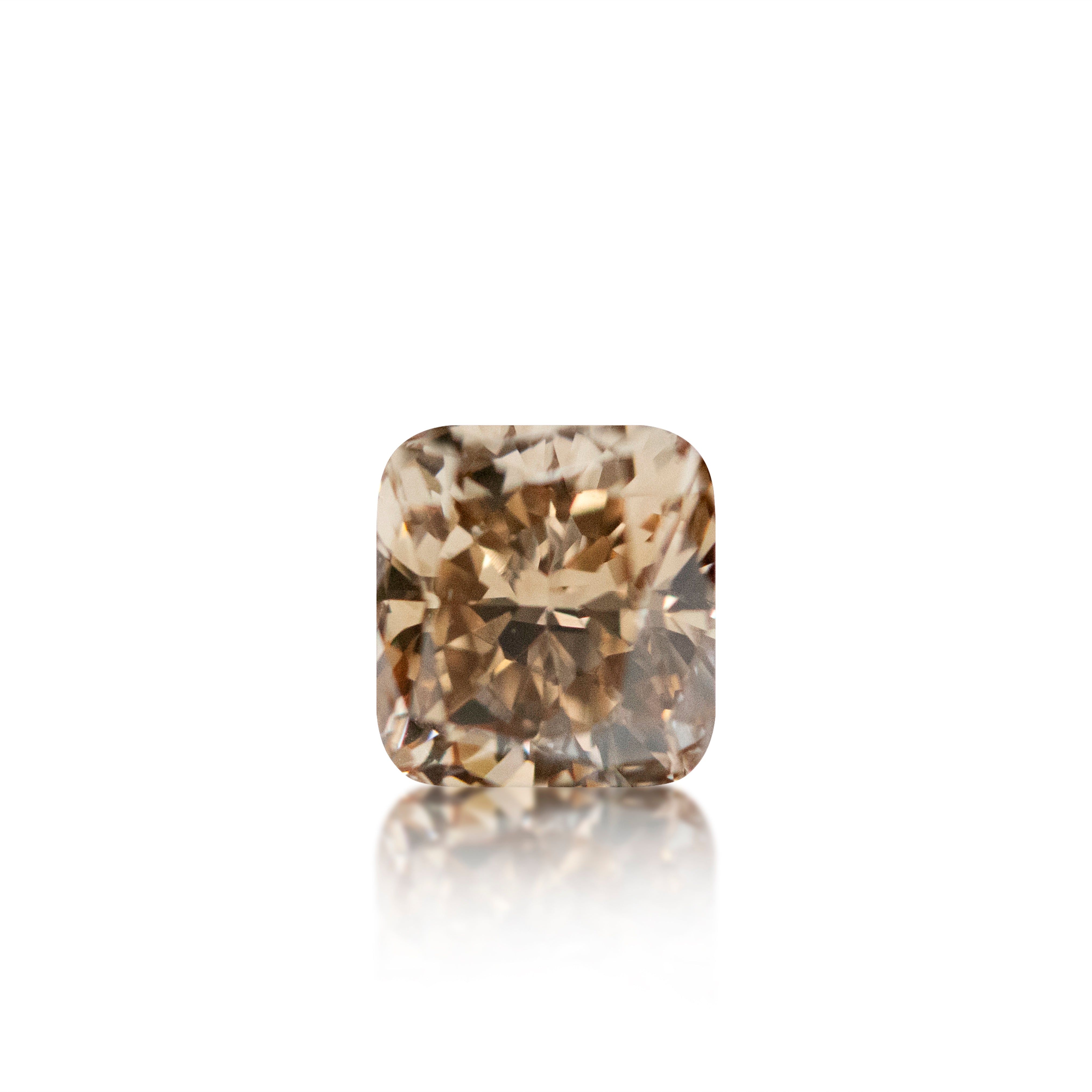 Natural 0.63 carat cushion cut champagne diamond, light C3 colour grade, Western Australian origin
