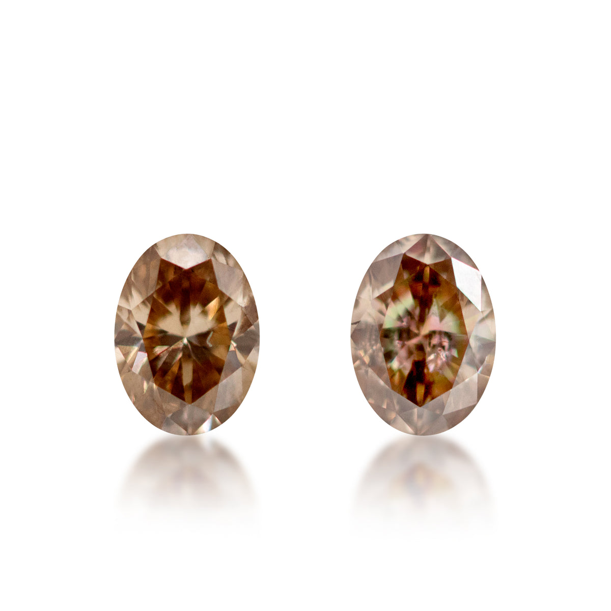 Australian Champagne Diamonds — 2 = 0.38 Ct Oval | C3 - Matching Pair
