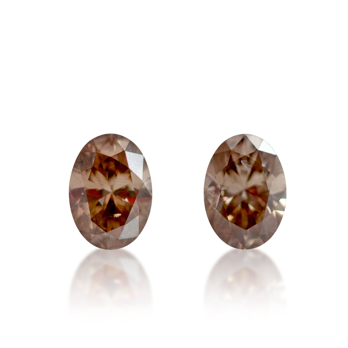 Australian Champagne Diamonds — 2 = 0.49 Ct Oval | C5 - Matching Pair