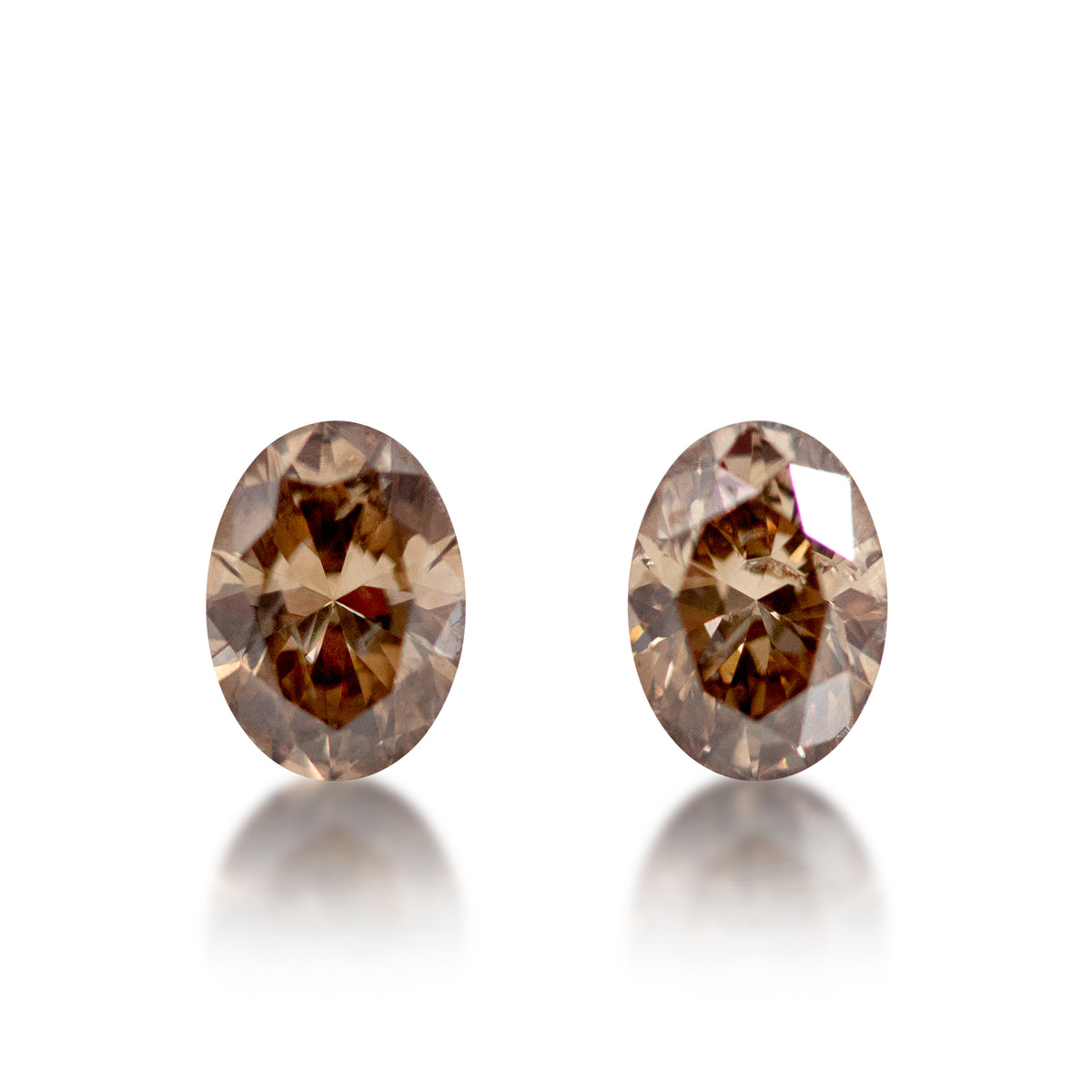 Australian Champagne Diamonds — 2 = 0.61 Ct Oval | C6 - Matching Pair
