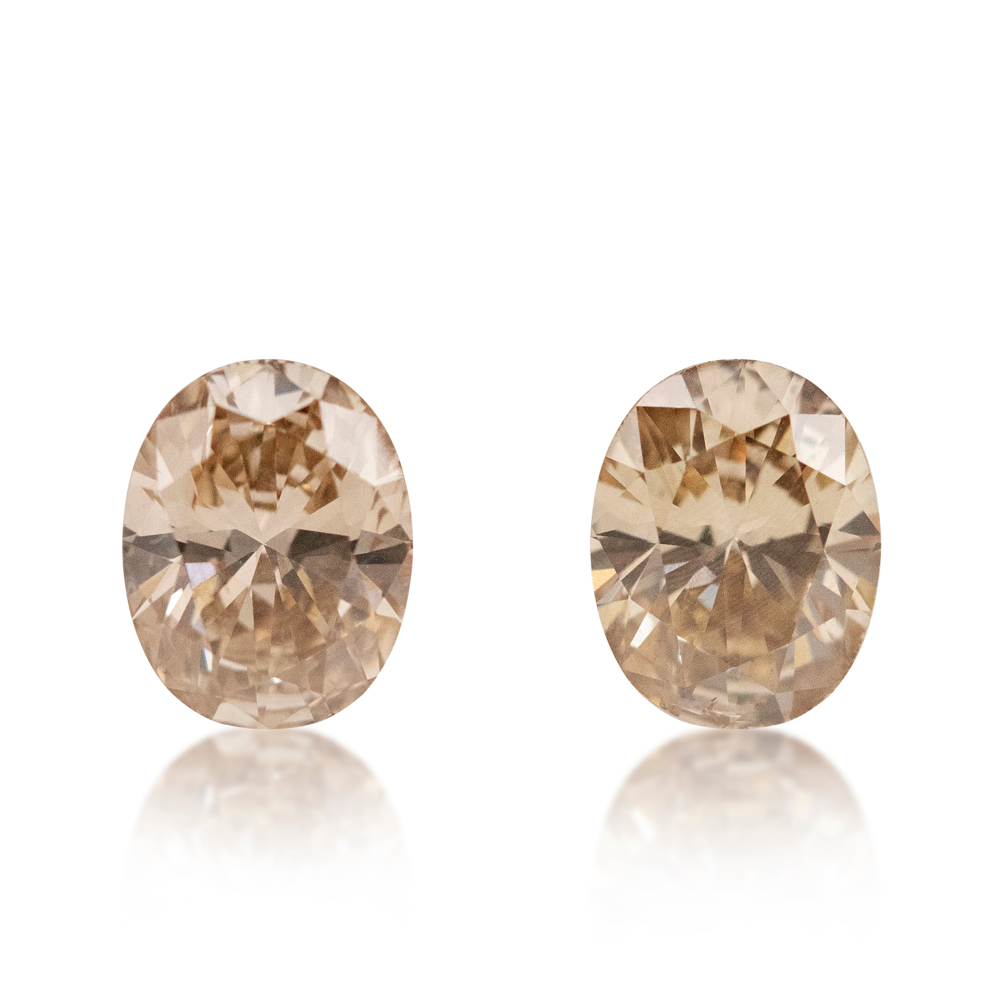 Argyle Australian Champagne Diamond Pair — 2 = 2.01 ct Oval | C13- Light Champagne