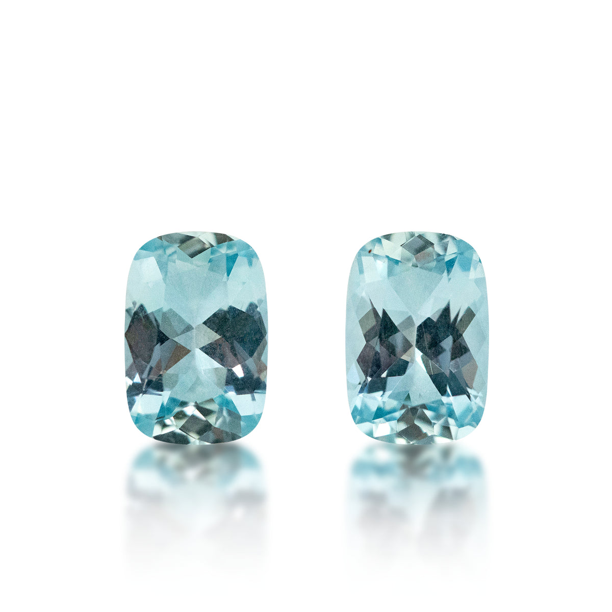 Aquamarine - 2 = 2.43 cts Cushion Cut | Matched Pair
