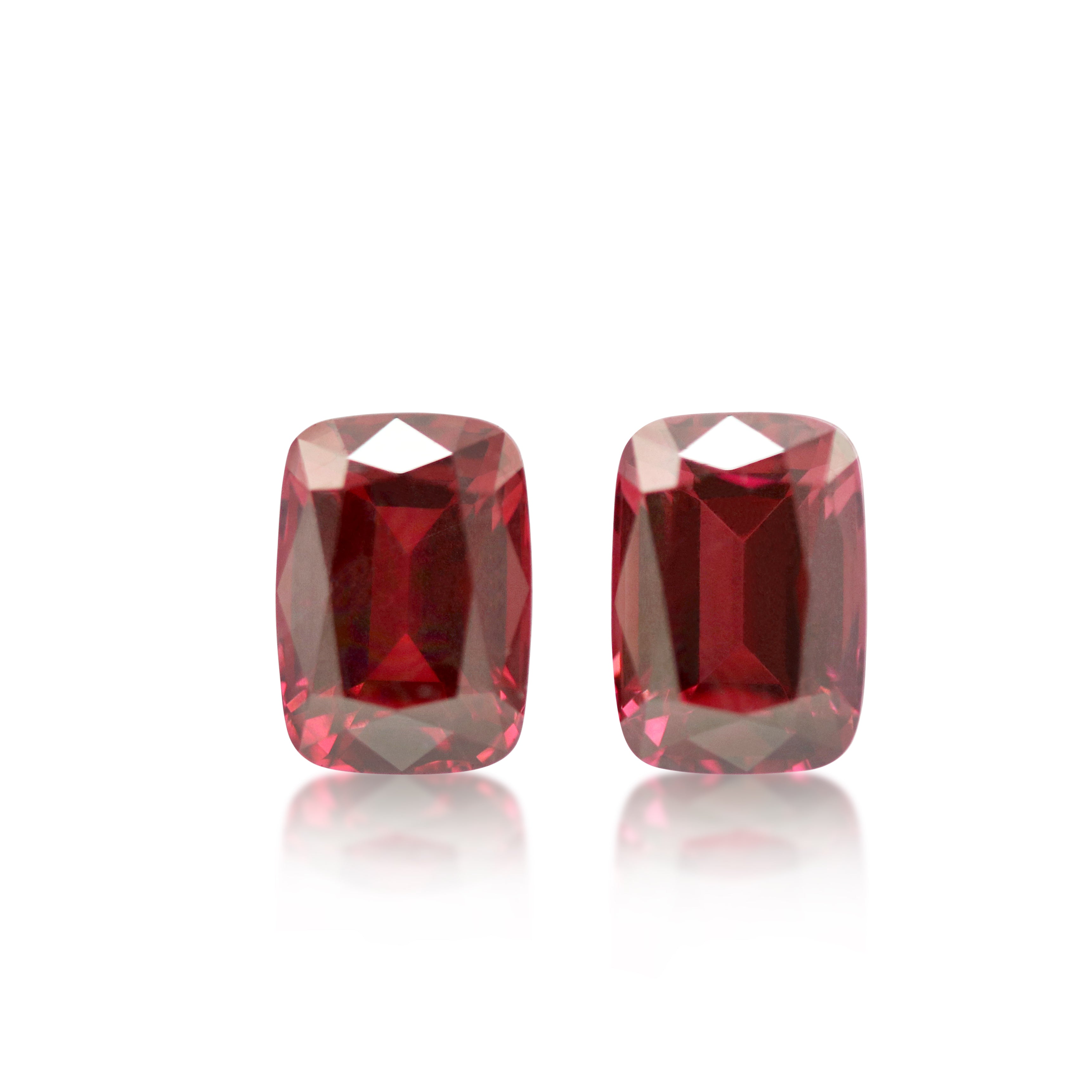 2 = 3.73ct Deep Red Cushion Cut Garnet Matching Pair