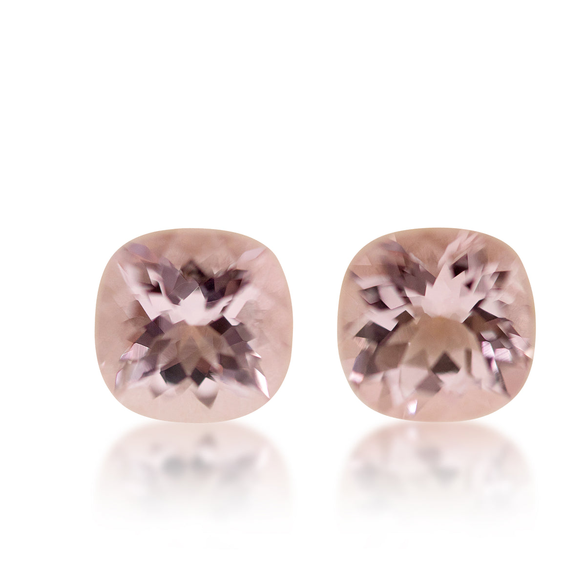 Morganite - 2 = 2.76 ct Cushion Cut | Matching Pair Morganite