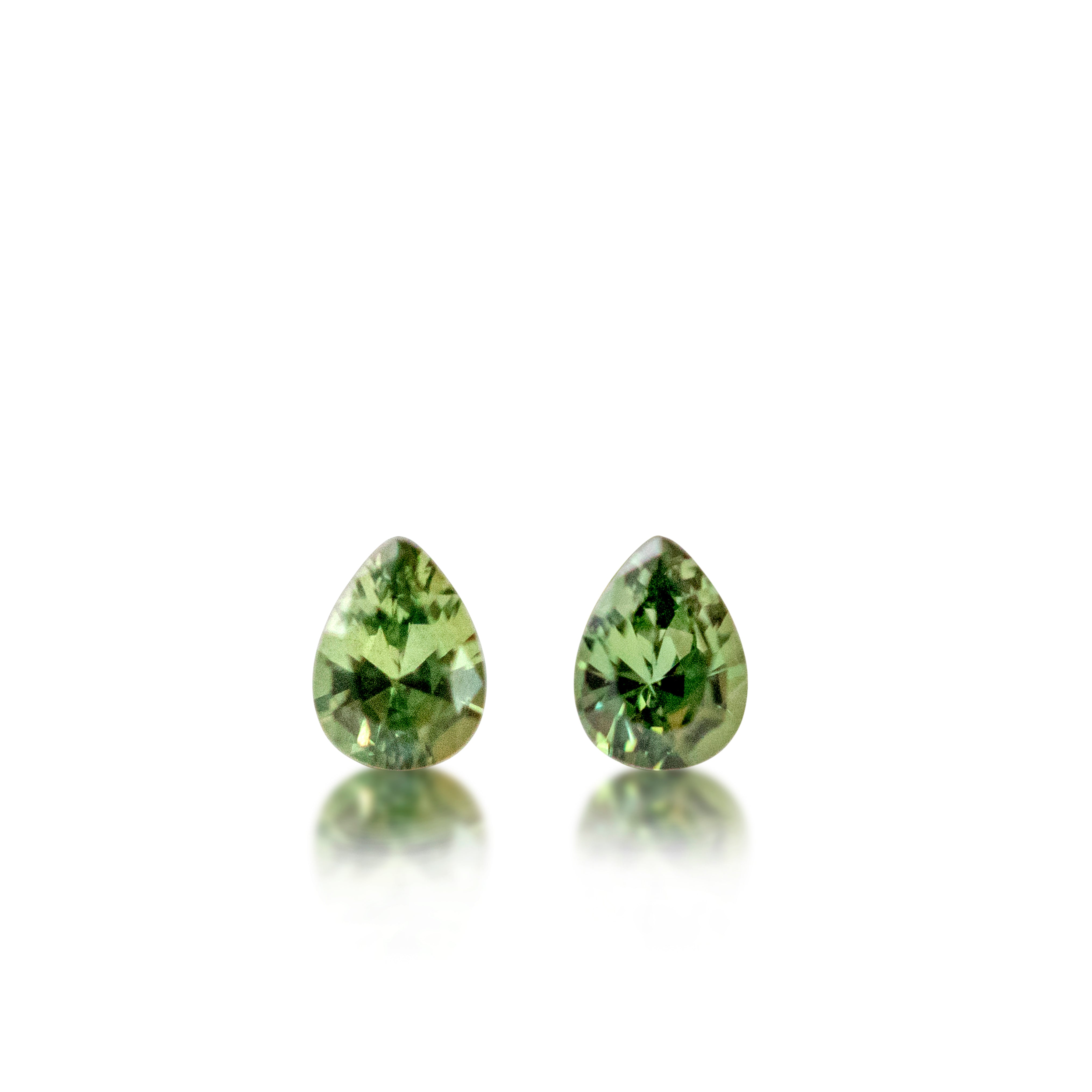 Matched Pair Australian Light Green Sapphires — 2 = 0.34 cts Pear Cut | Natural Green Sapphire Pair