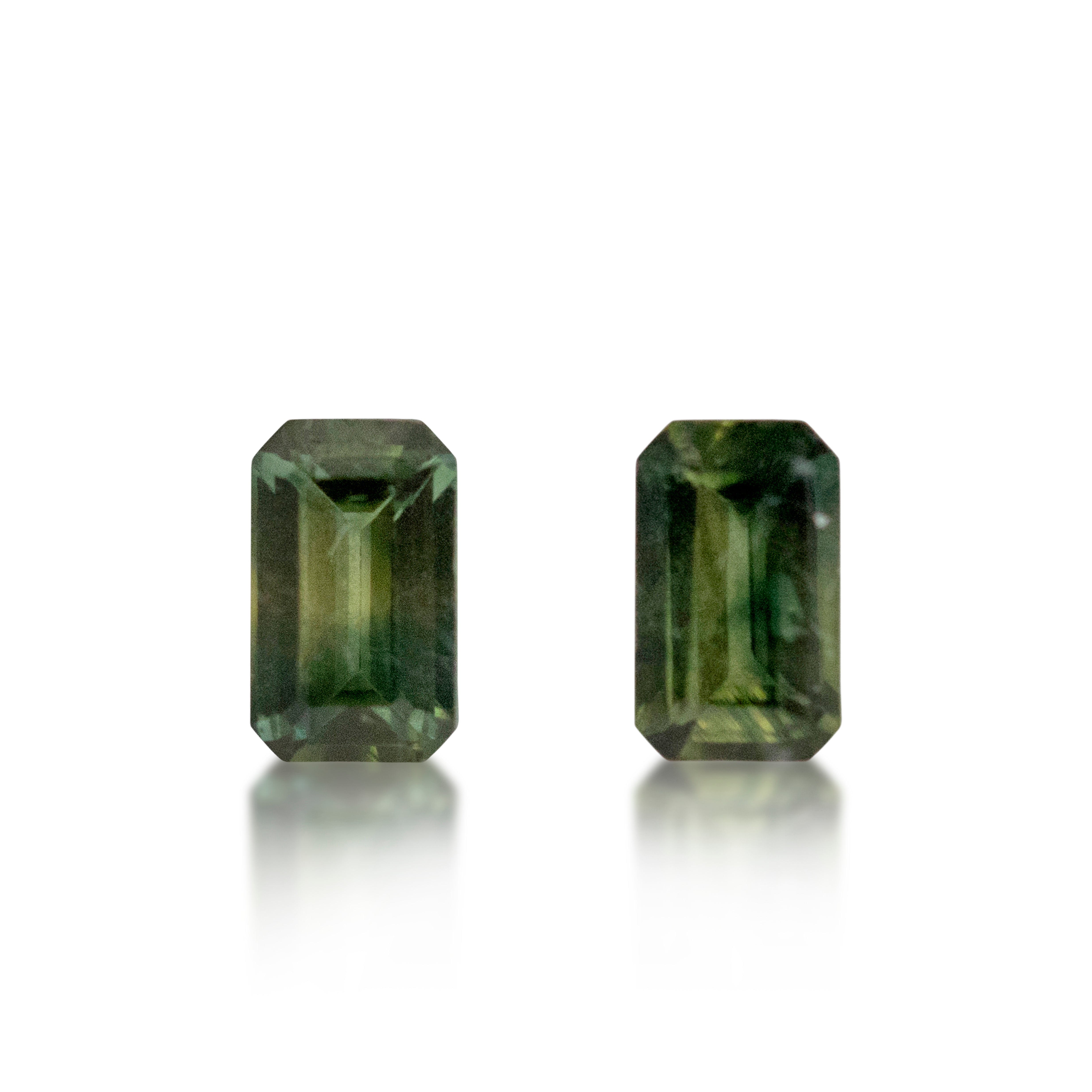 Australian Sapphire Pair — 2 = 0.63 cts Emerald | Green Sapphire