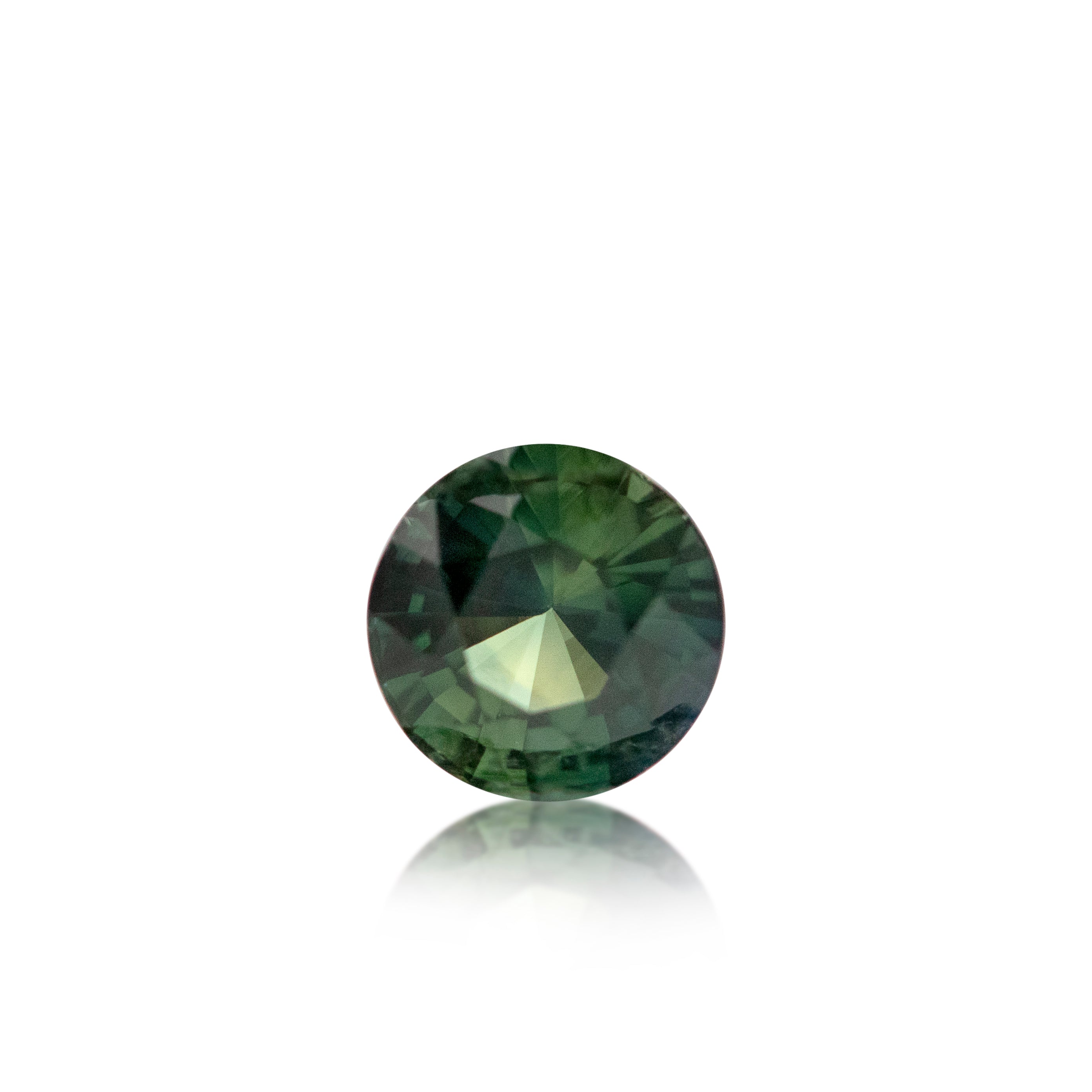 1.02ct Round Brilliant Cut Deep Green Parti Sapphire