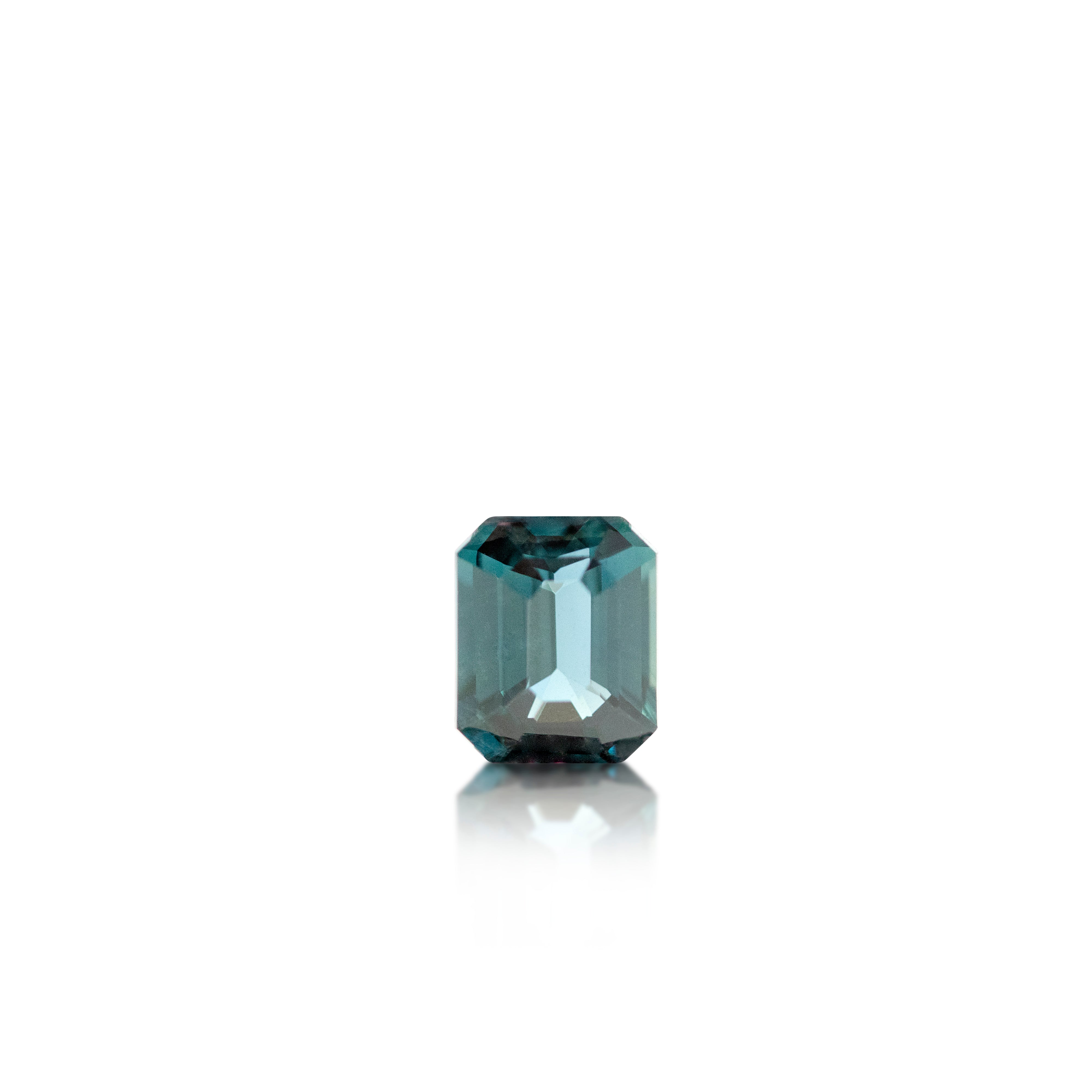 1.08ct Emerald Cut Teal Green Parti Sapphire