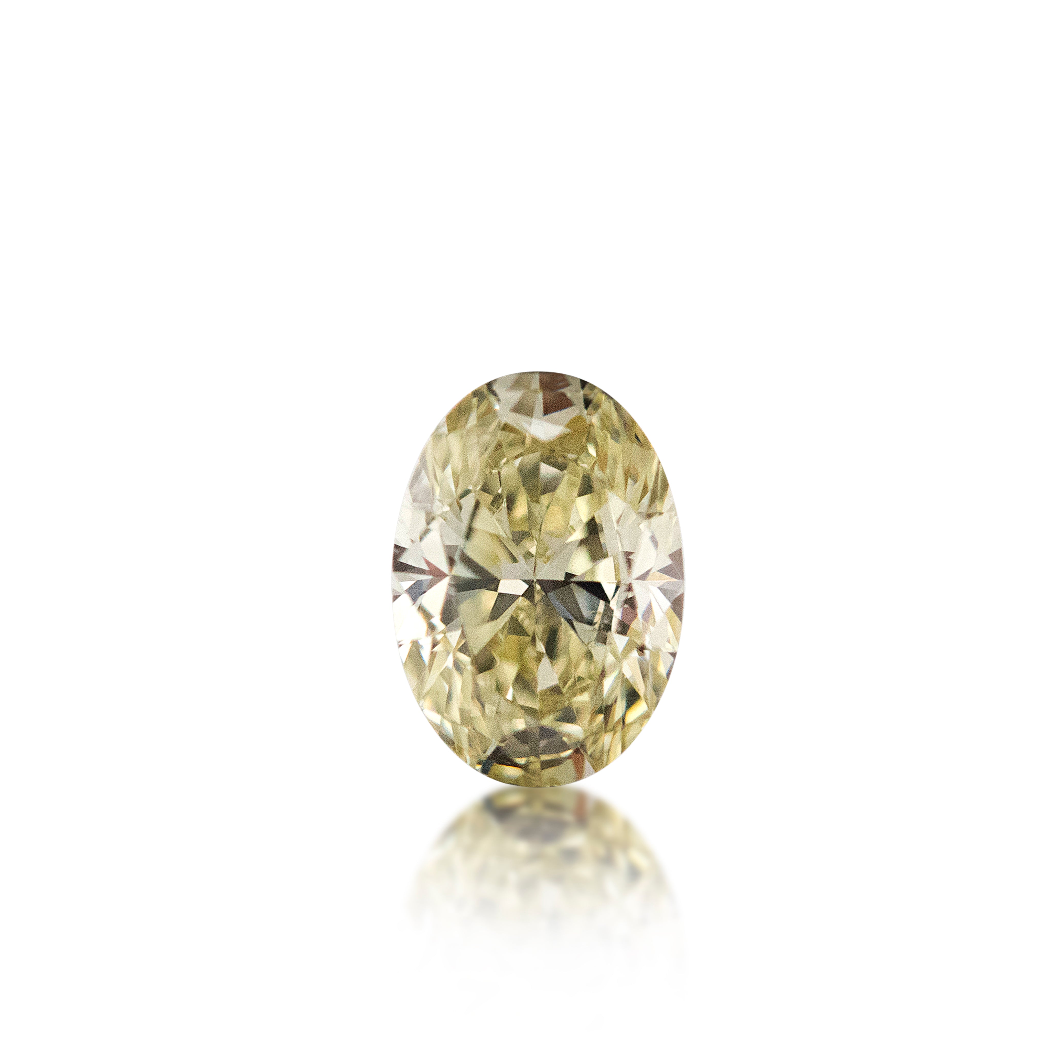 0.52 carat Canadian origin fancy light yellow diamond, oval cut, VS1 clarity