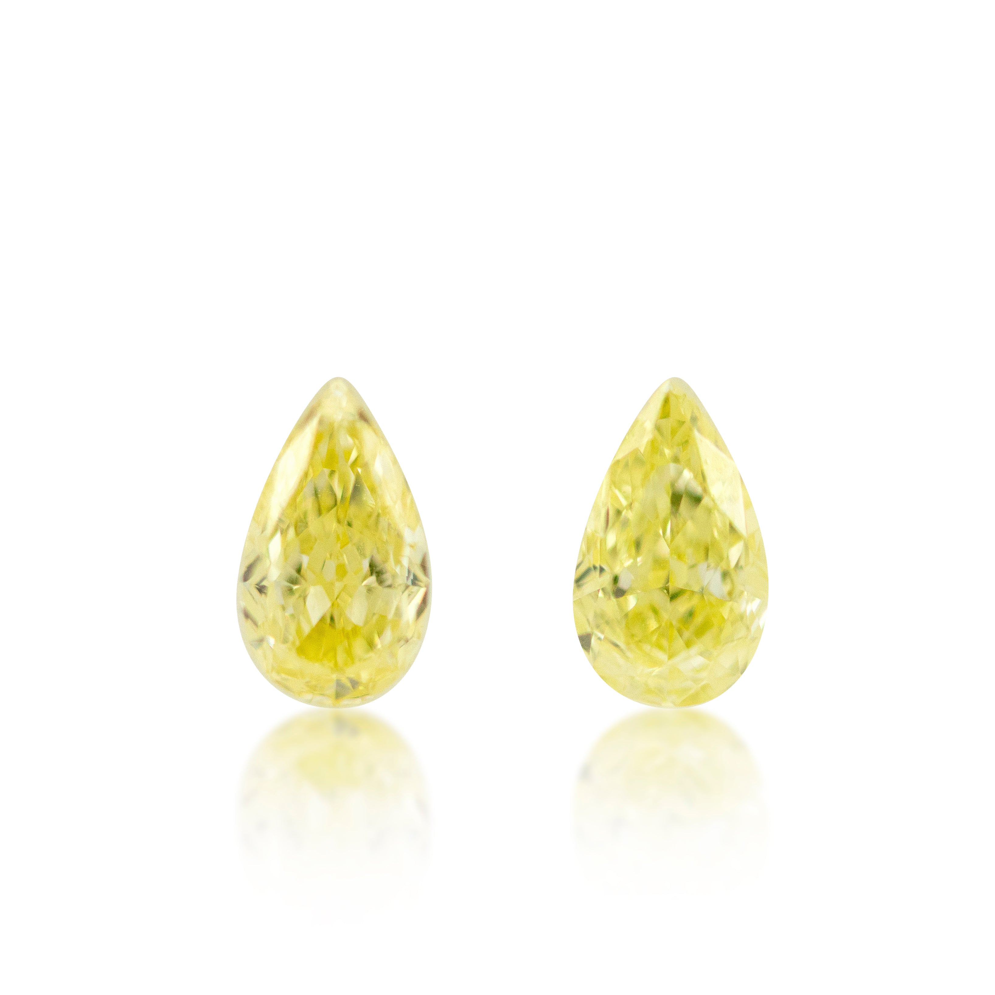 0.61ct Pear Cut Fancy Yellow Matching Pair