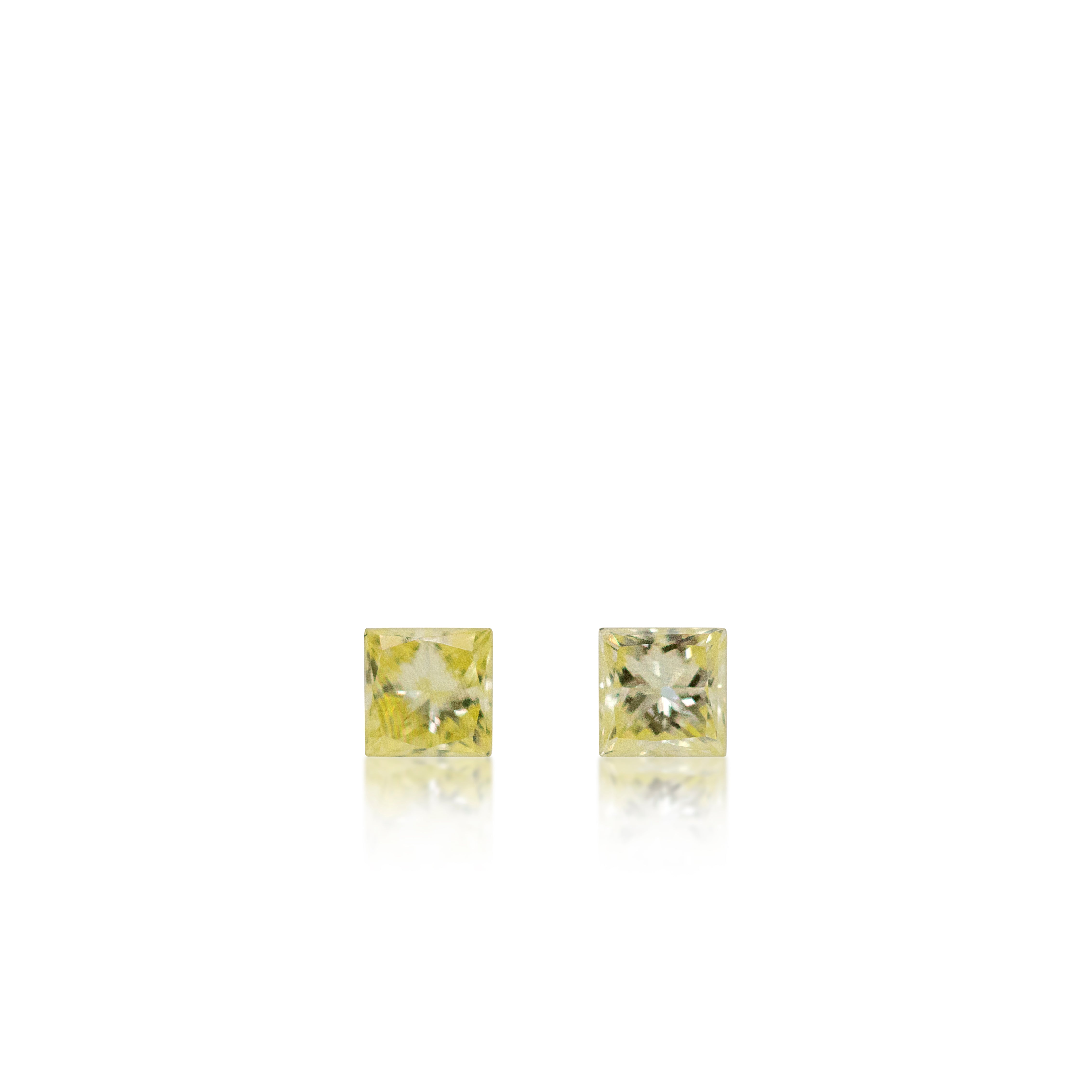 2 = 0.23ct Princess Cut Fancy Light Yellow Diamonds