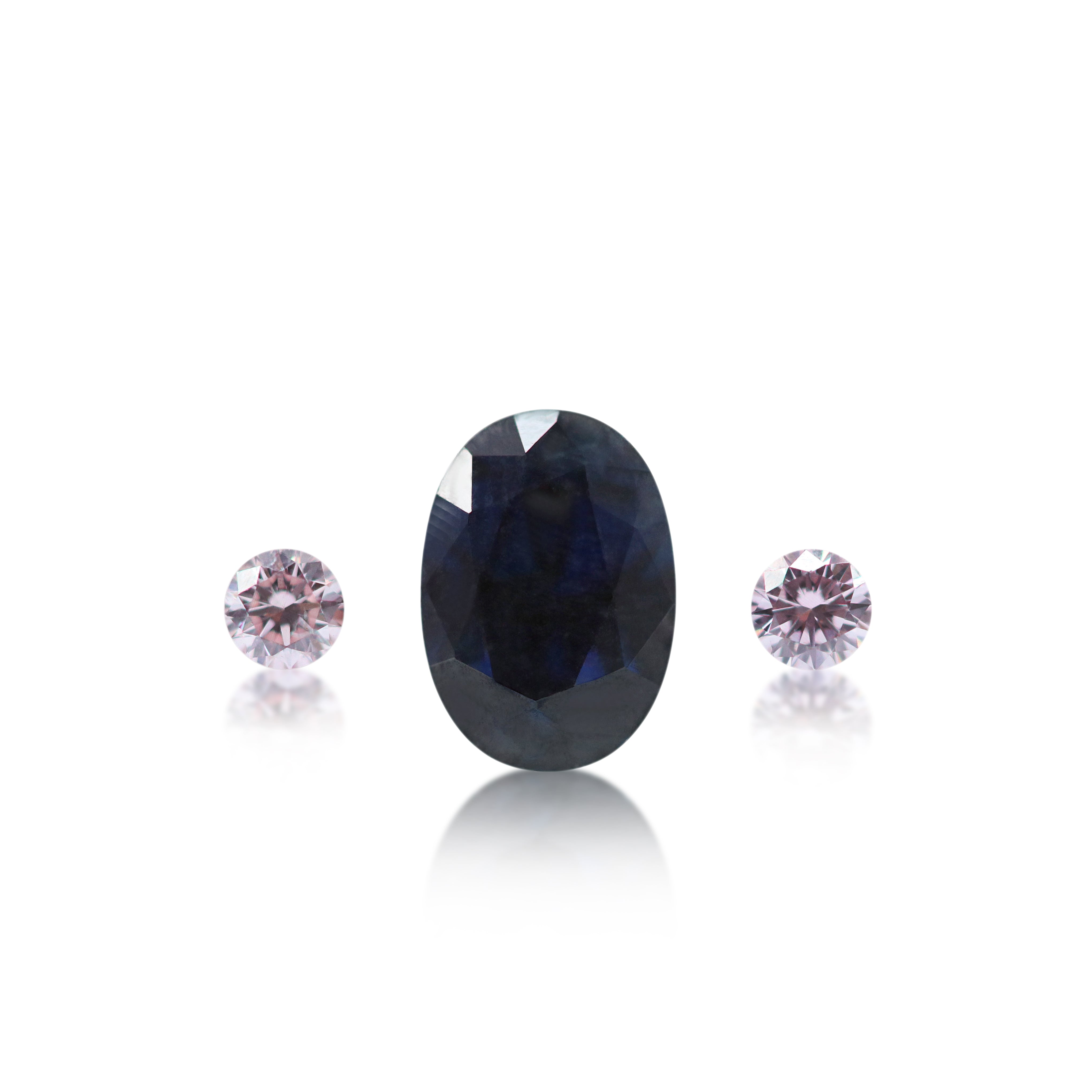 0.90 ct Oval Cut Blue Sapphire & Argyle Light Pink Diamonds