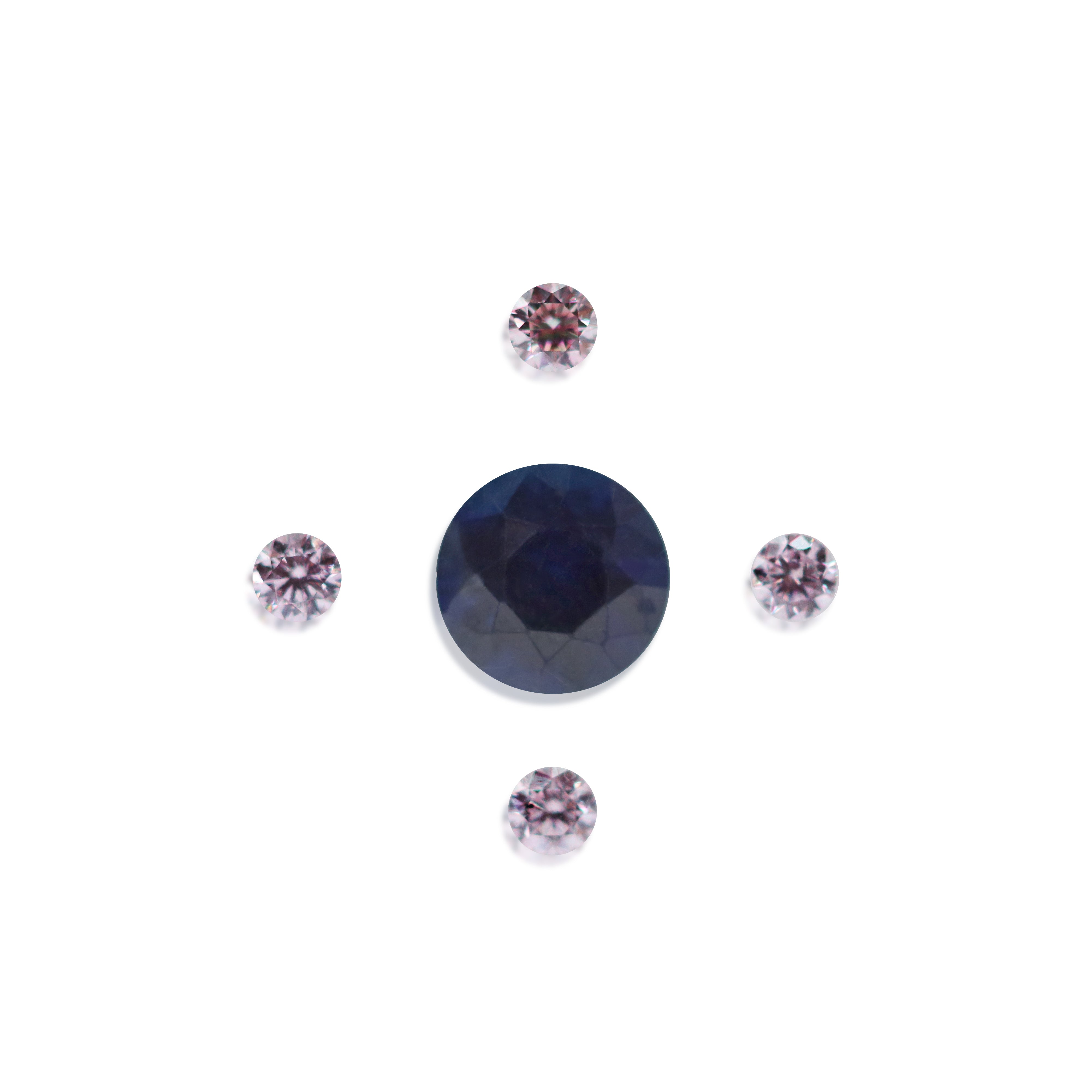 0.41 ct Round Cut Blue Sapphire & Pink Argyle Diamonds