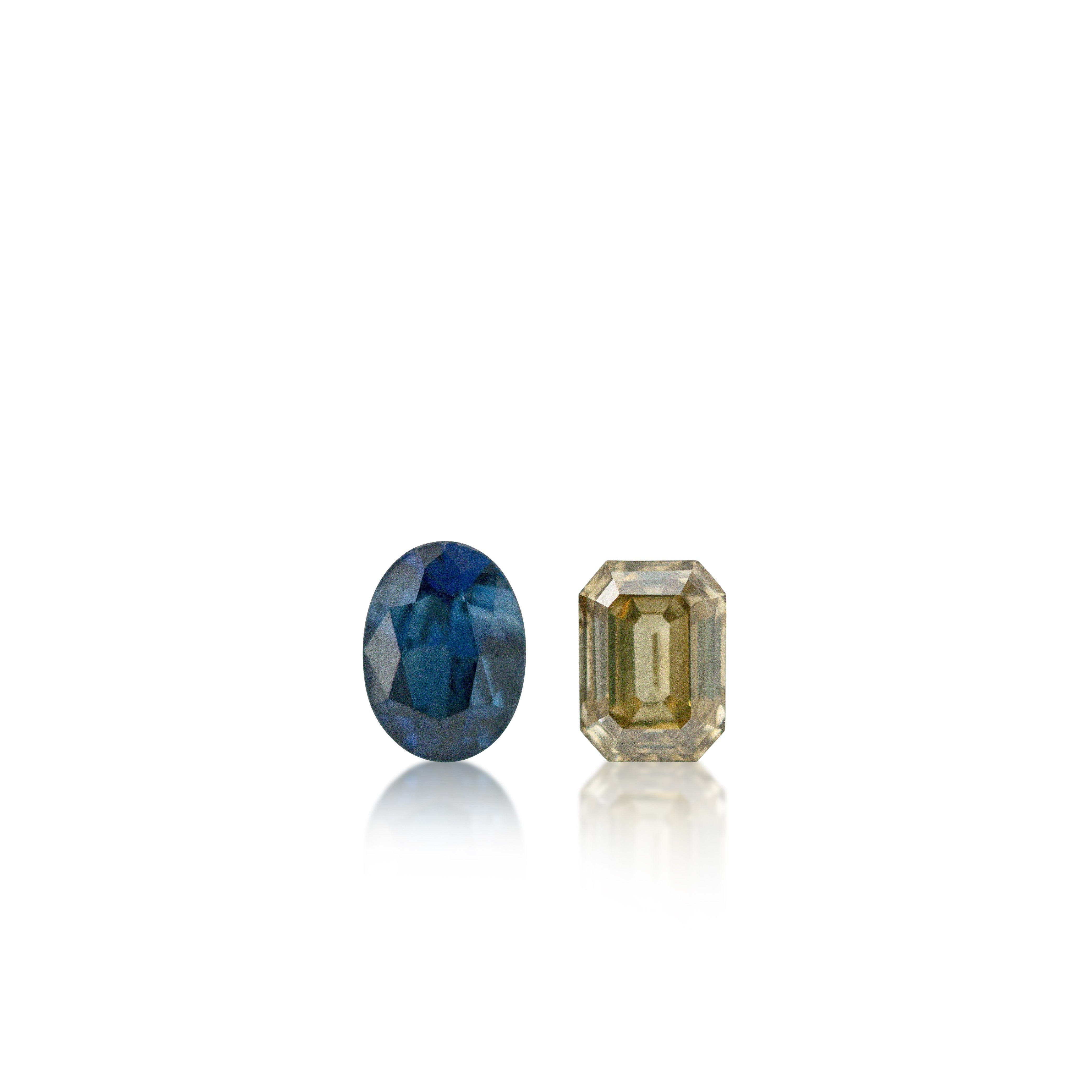 Argyle Champagne Diamond and Australian Sapphire Set