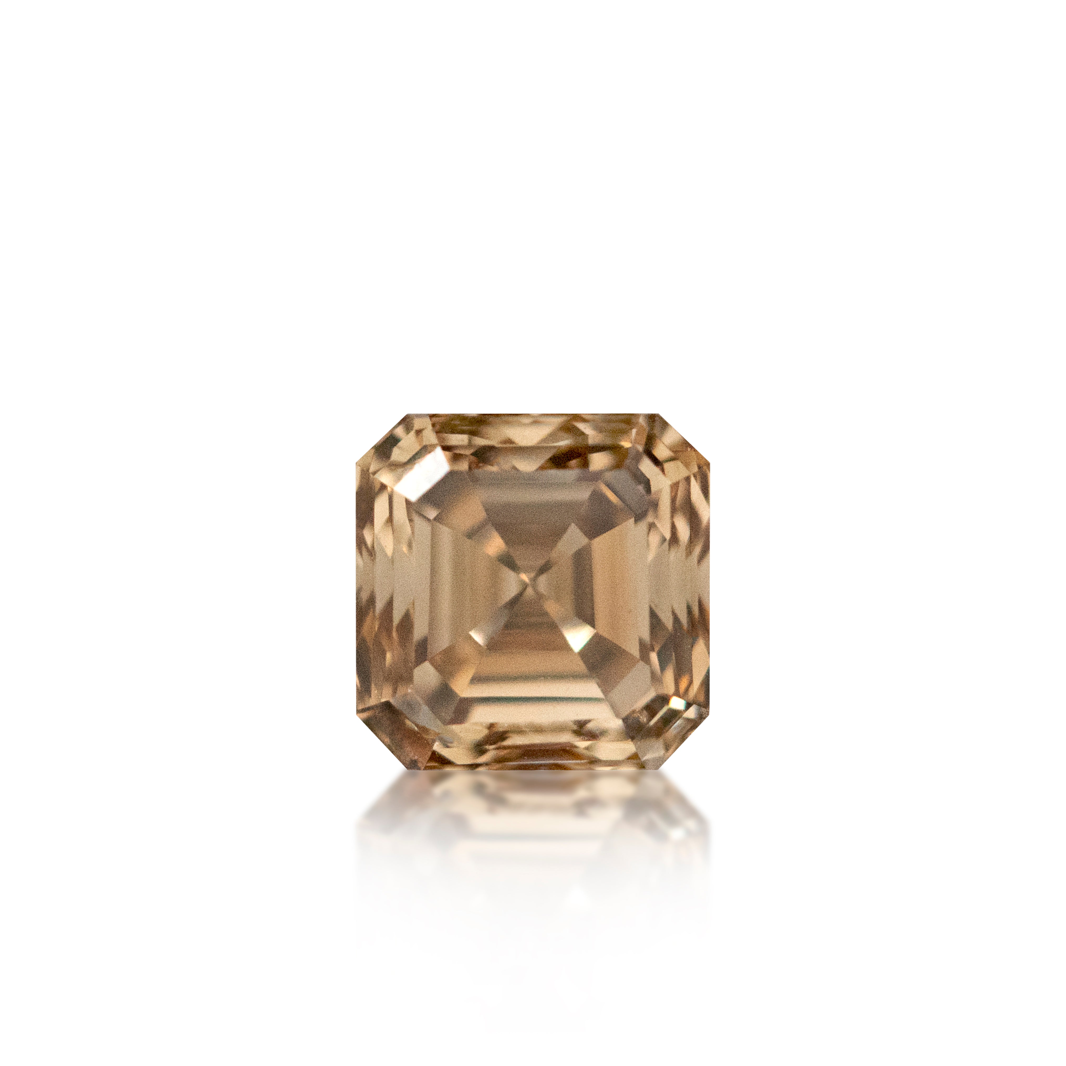 Natural 0.69 carat Asscher cut champagne diamond, honeyed C4 colour grade, Western Australian origin