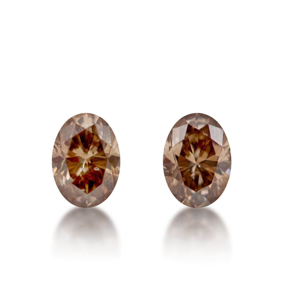 Australian Champagne Diamonds — 2 = 0.42 Ct Oval | C6 - Matching Pair
