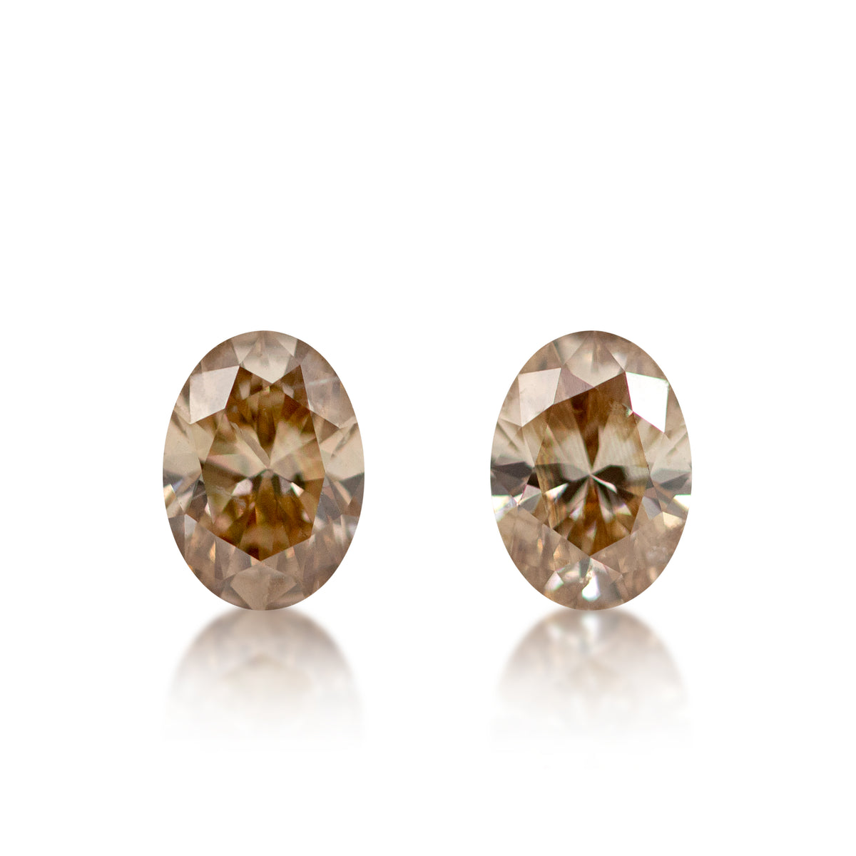 Australian Champagne Diamonds — 2 = 0.61 Ct Oval | C5 - Matching Pair