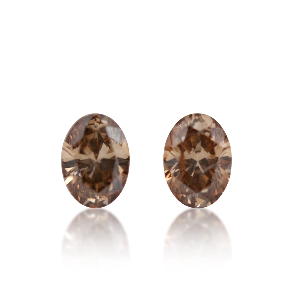 Australian Champagne Diamond | 2 = 1.04 ct Oval Cut C5 | Matching Pair