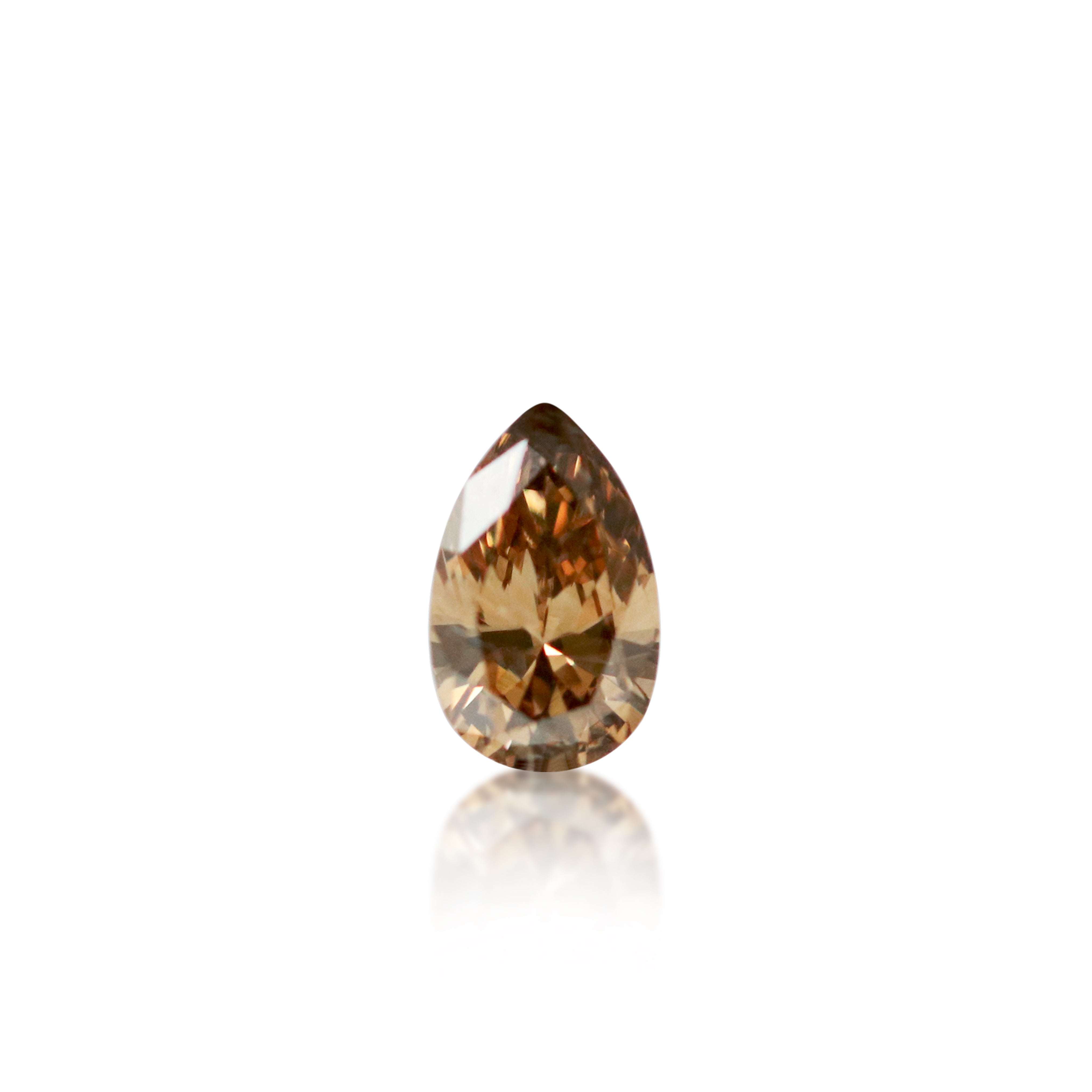 Natural 0.32 carat pear cut champagne diamond, bold cognac C6 colour grade, Western Australian origin