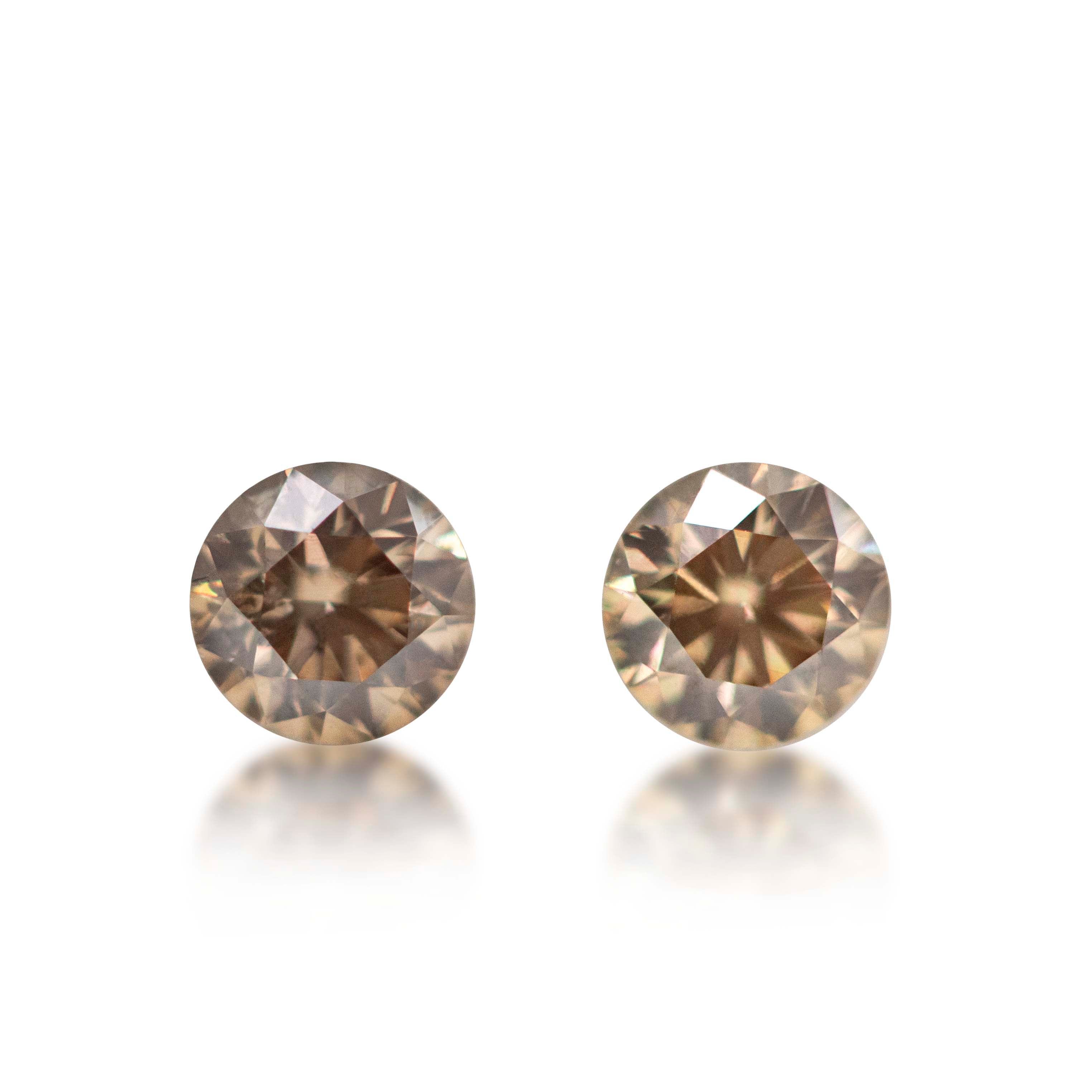 2 = 0.33ct Argyle Champagne Round Brilliant Cut C5 Matching Pair
