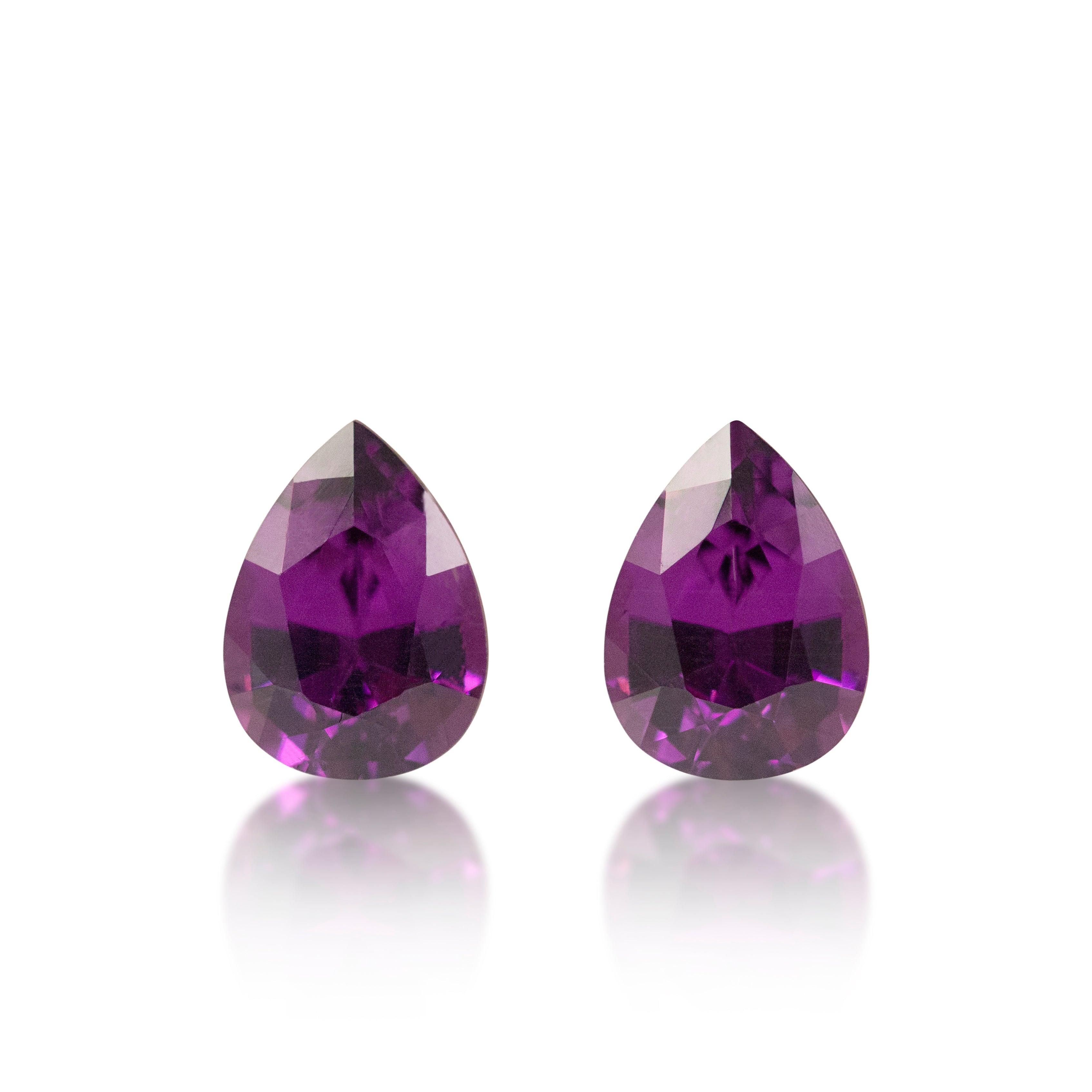 2 = 2.19ct Rhodolite Garnet Pear Cut Matching Pair