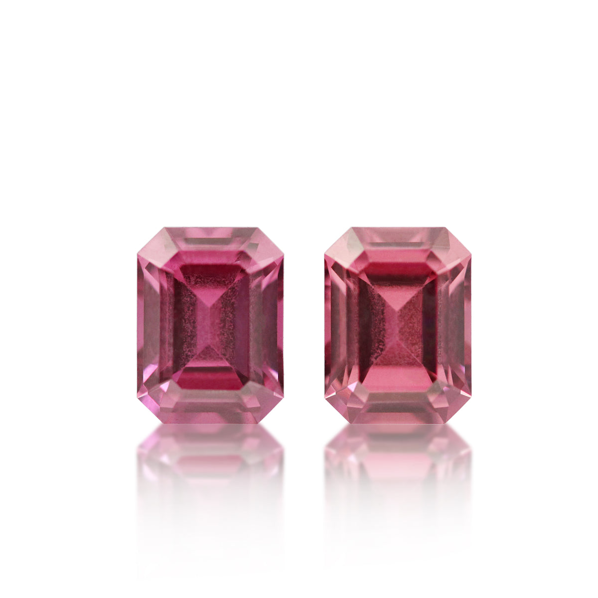 2 = 3.48ct Raspberry pink Emerald Cut Garnet Matching Pair