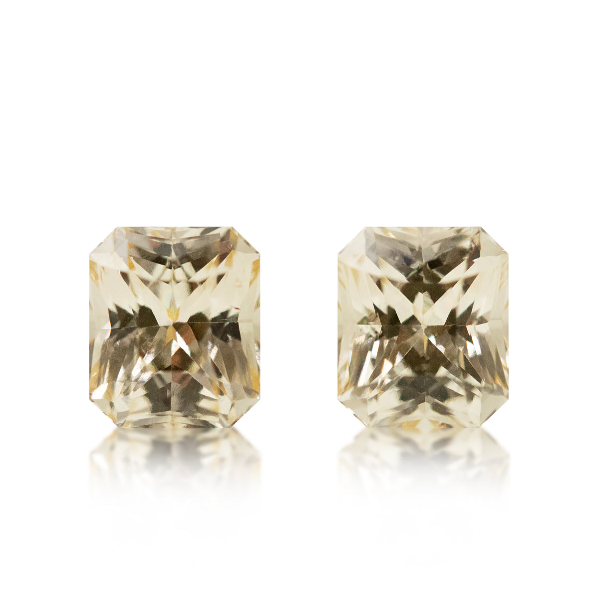 2 = 6.14 ct Faint Yellow Grossular Garnet Radiant Cut Matching Pair