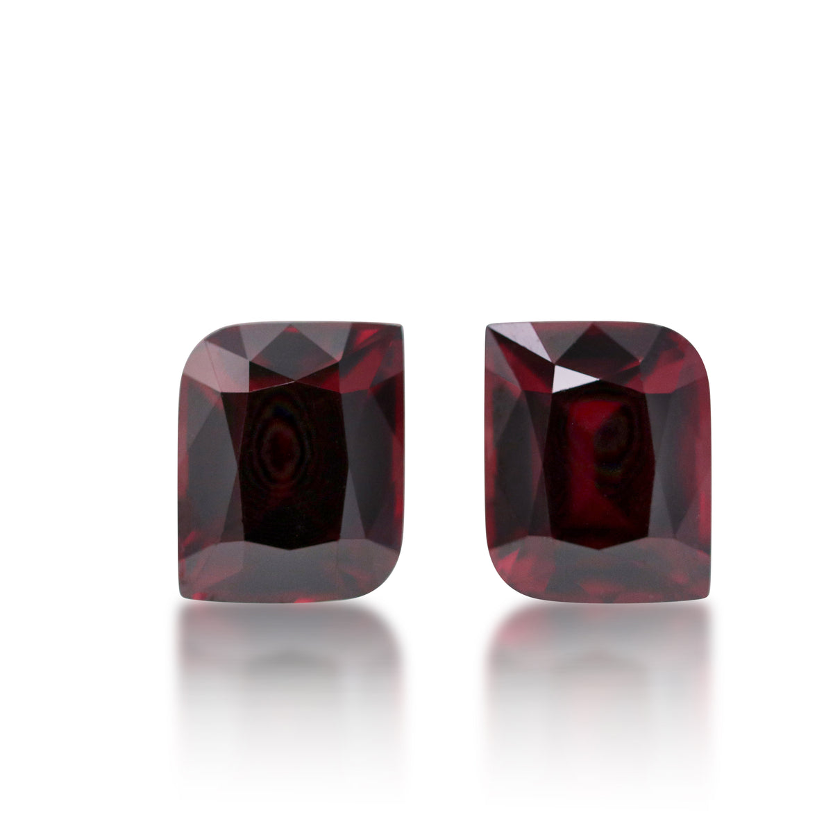 2 = 7.32 ct Deep Red Cusion Cut Garnet Matching Pair