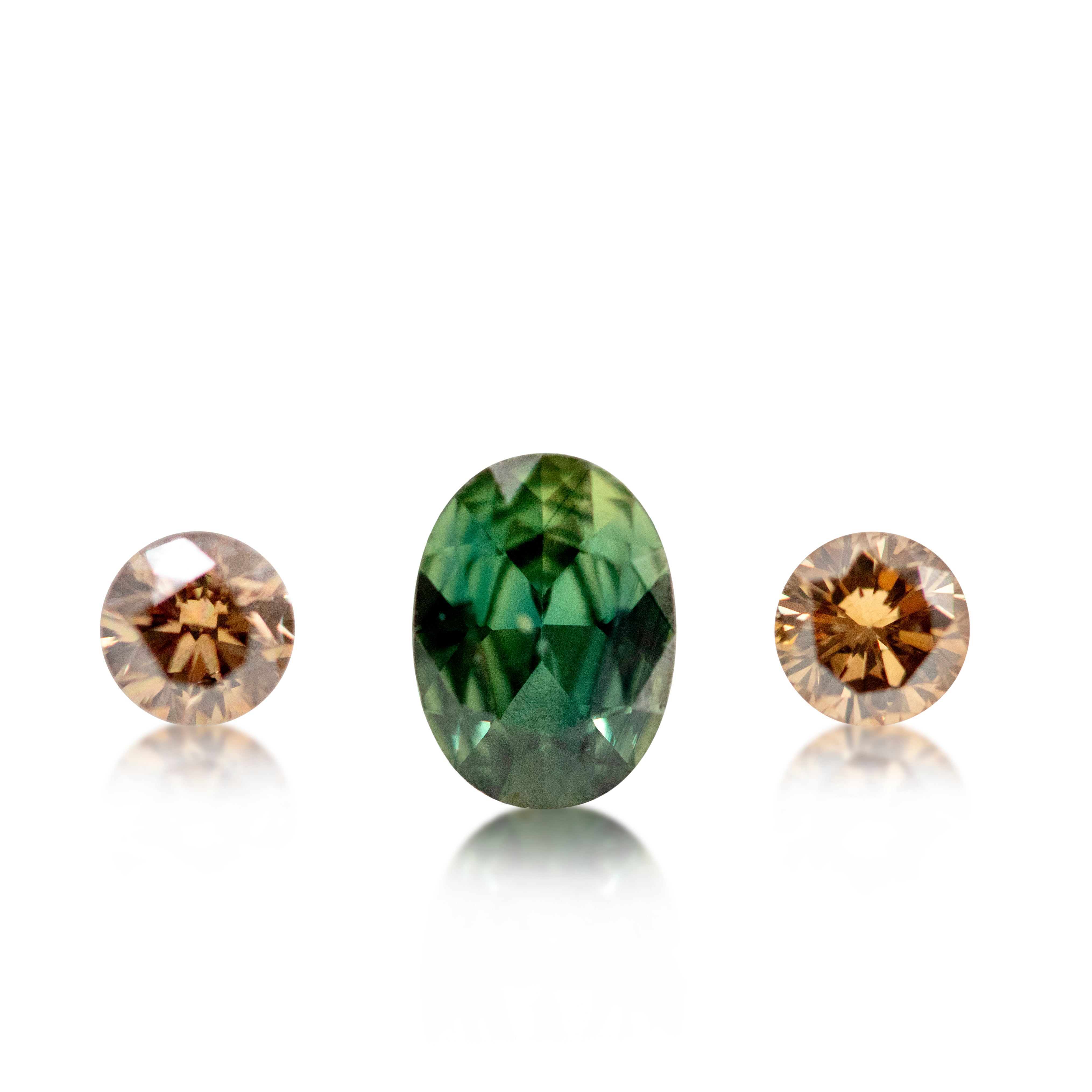 Australian Sapphire & Champagne Diamond Set —Oval Sapphire | Round Champagne