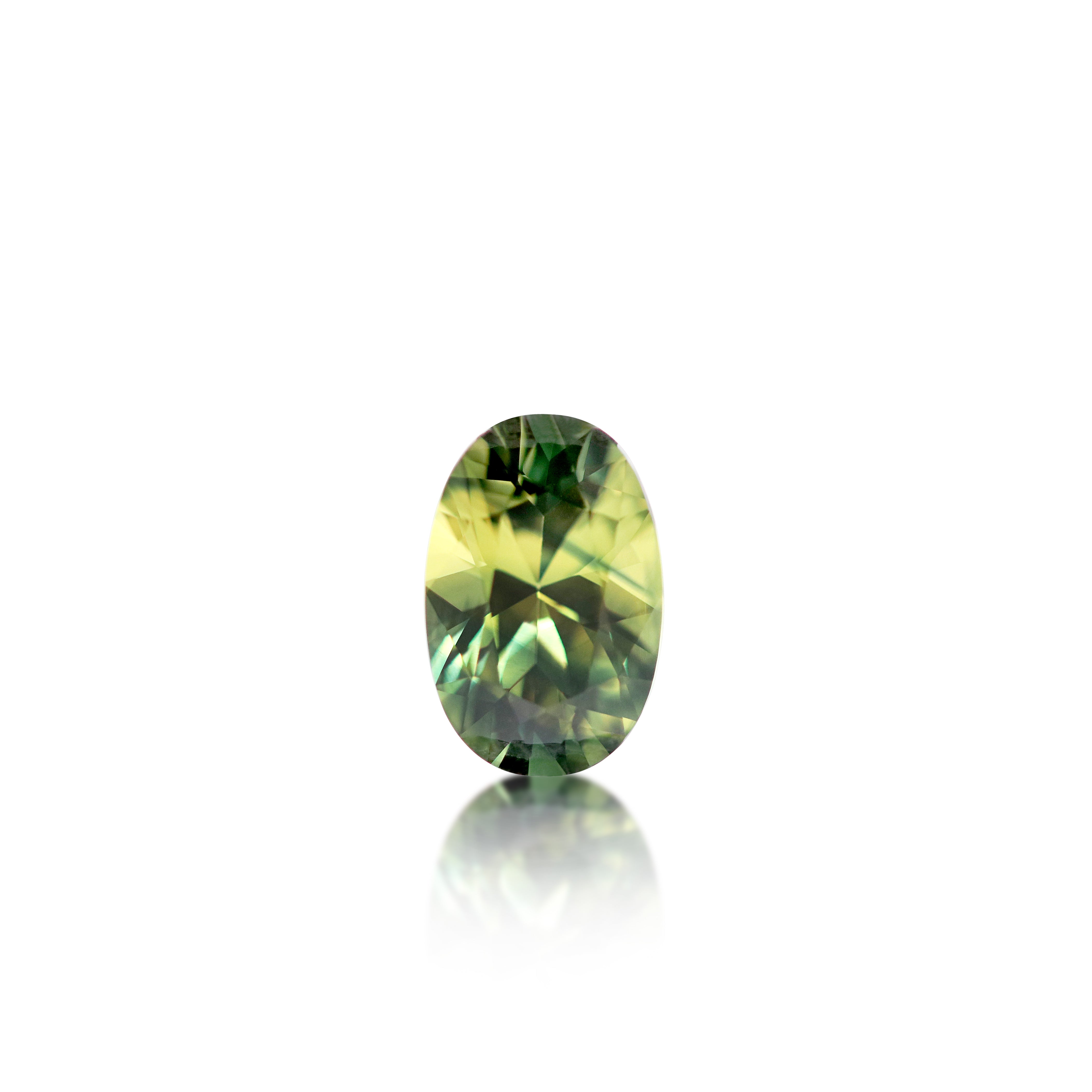 1.63ct Yellow Green Oval Cut Parti Sapphire