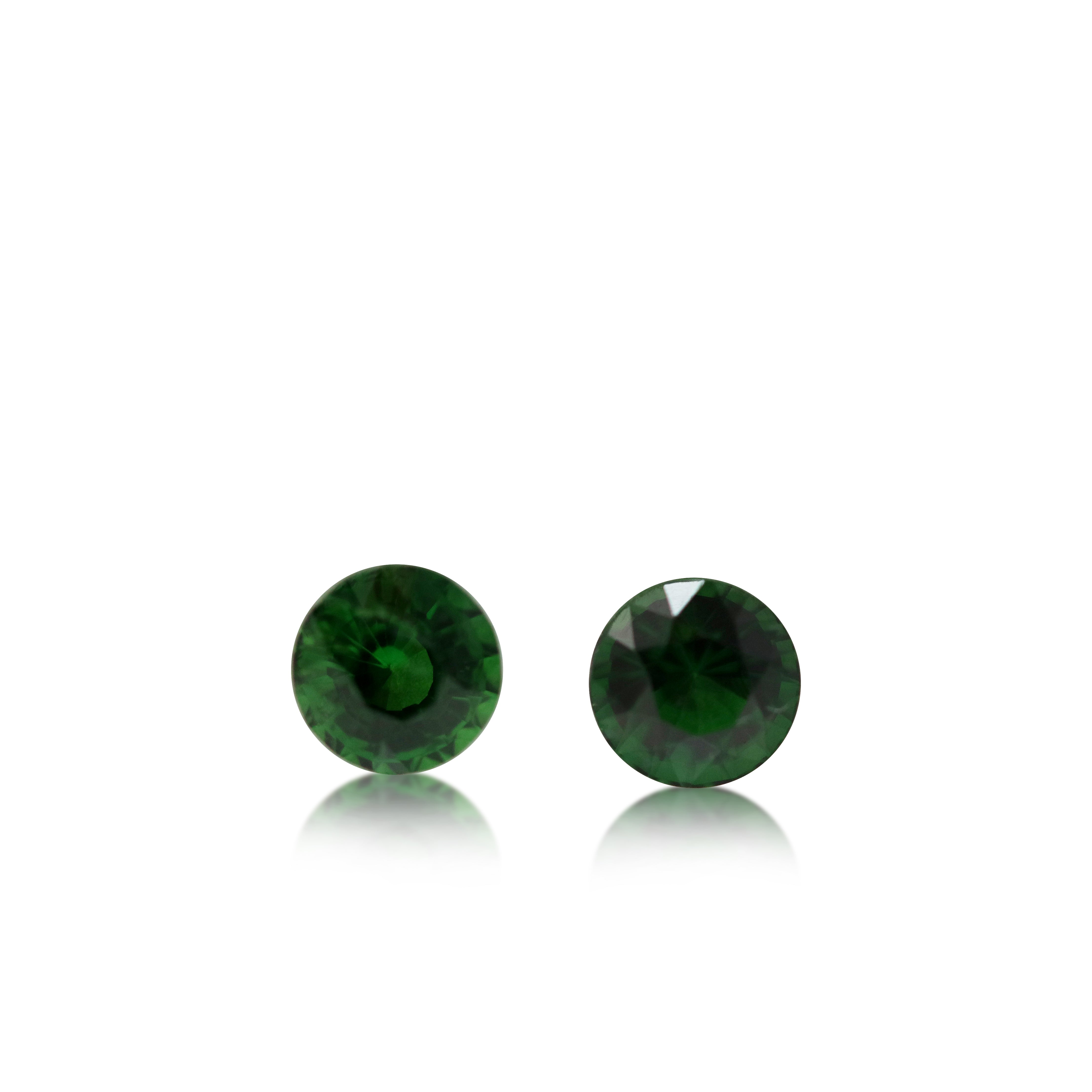 2 = 2.06ct Deep Green Round Brilliant cut Tourmaline Matching Pair