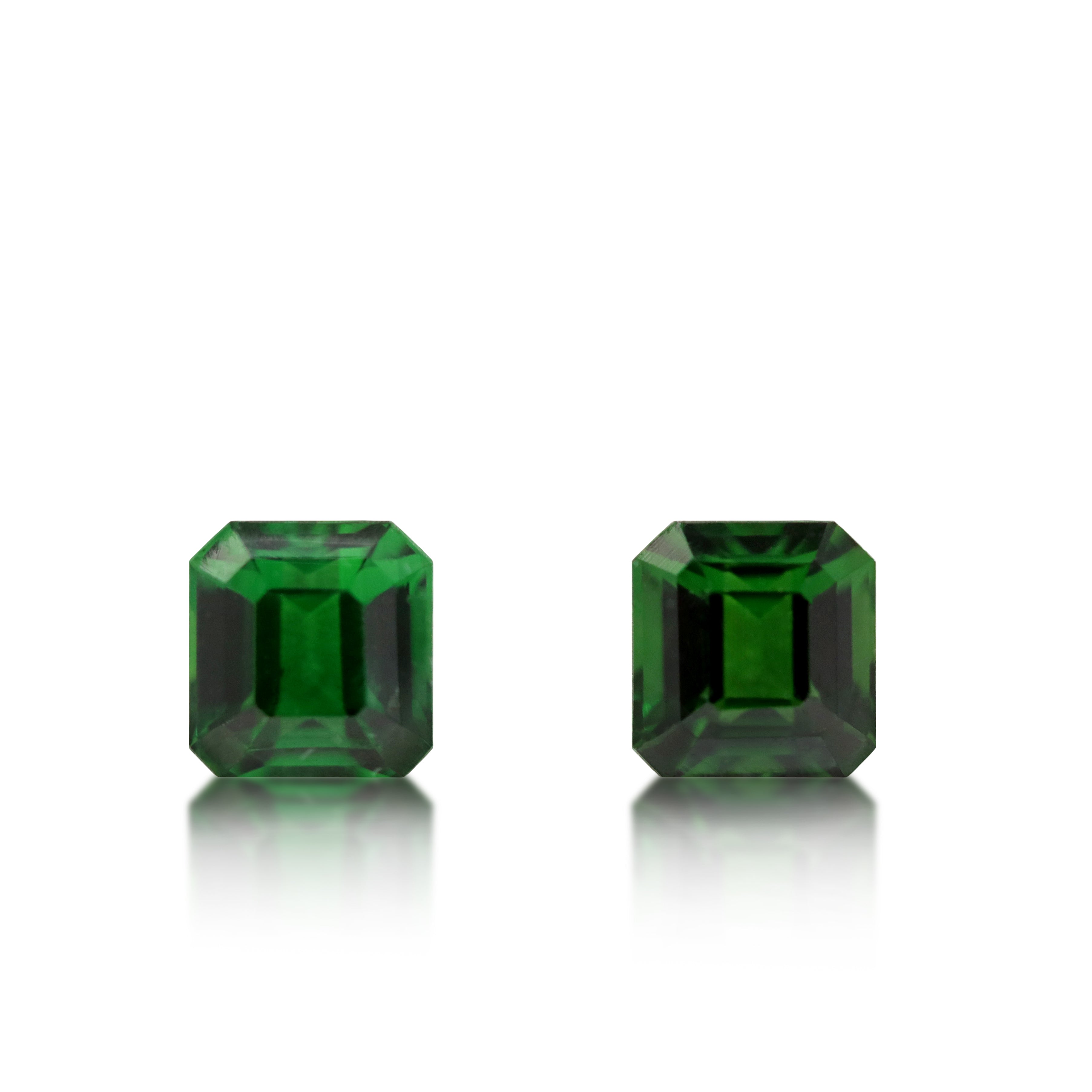 2 = 2.23ct Deep Green Square Emerald cut Tourmaline Matching Pair