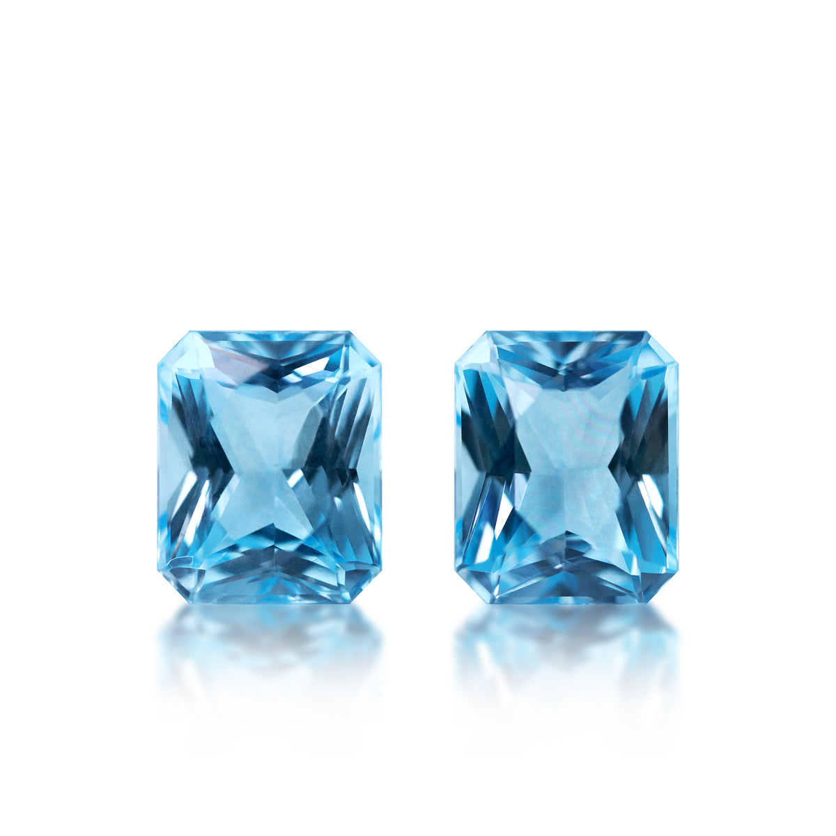 Blue Topaz — 2 = 11.01 ct Radiant | Matching Pair Blue Topaz
