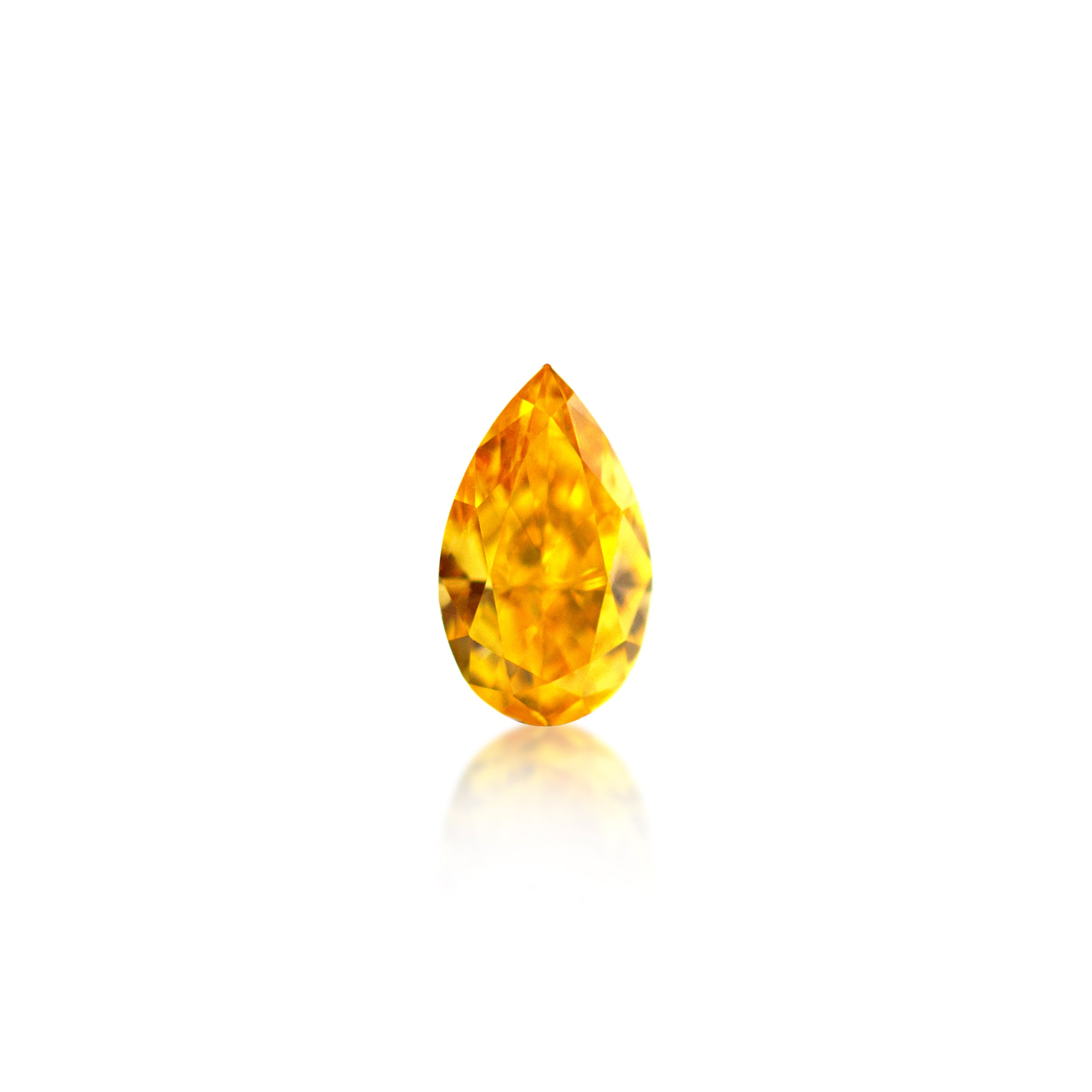 0.16 ct Pear Cut Fancy Intense Orange Yellow