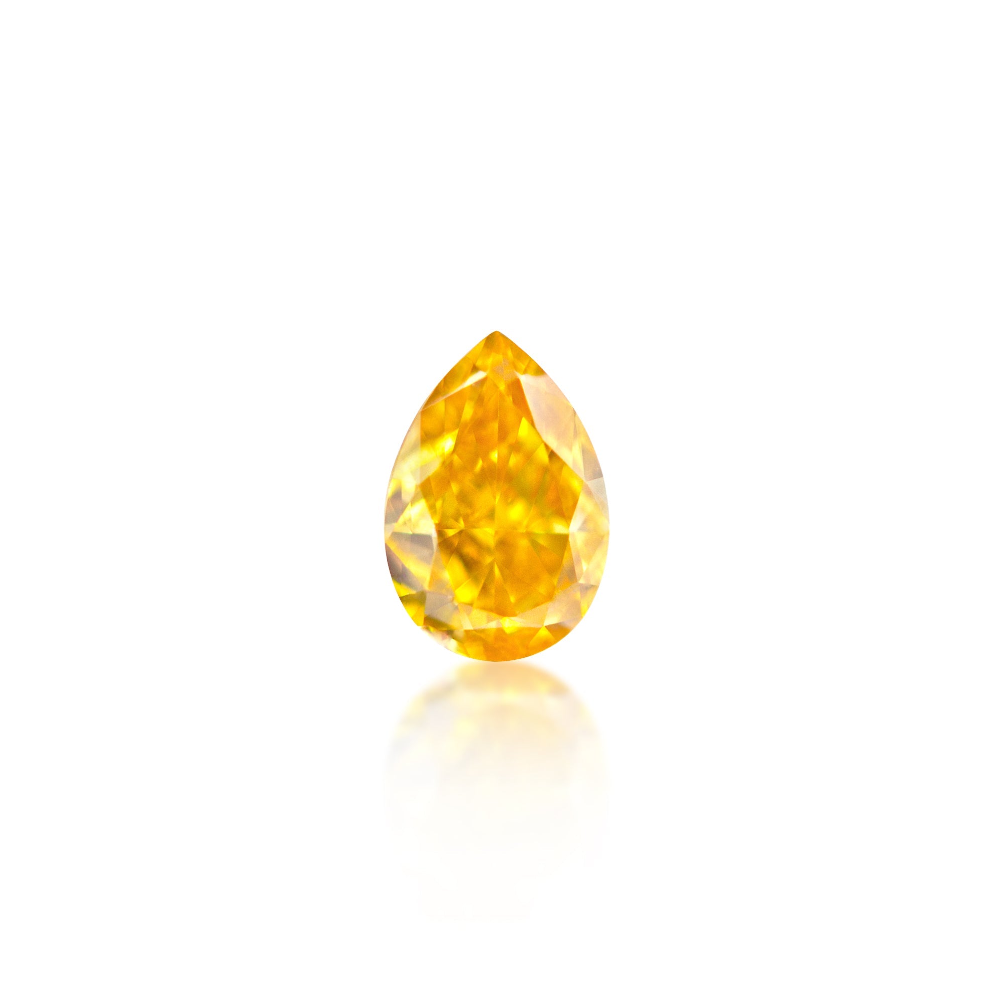 0.26 ct Pear Cut Fancy Intense Orange Yellow