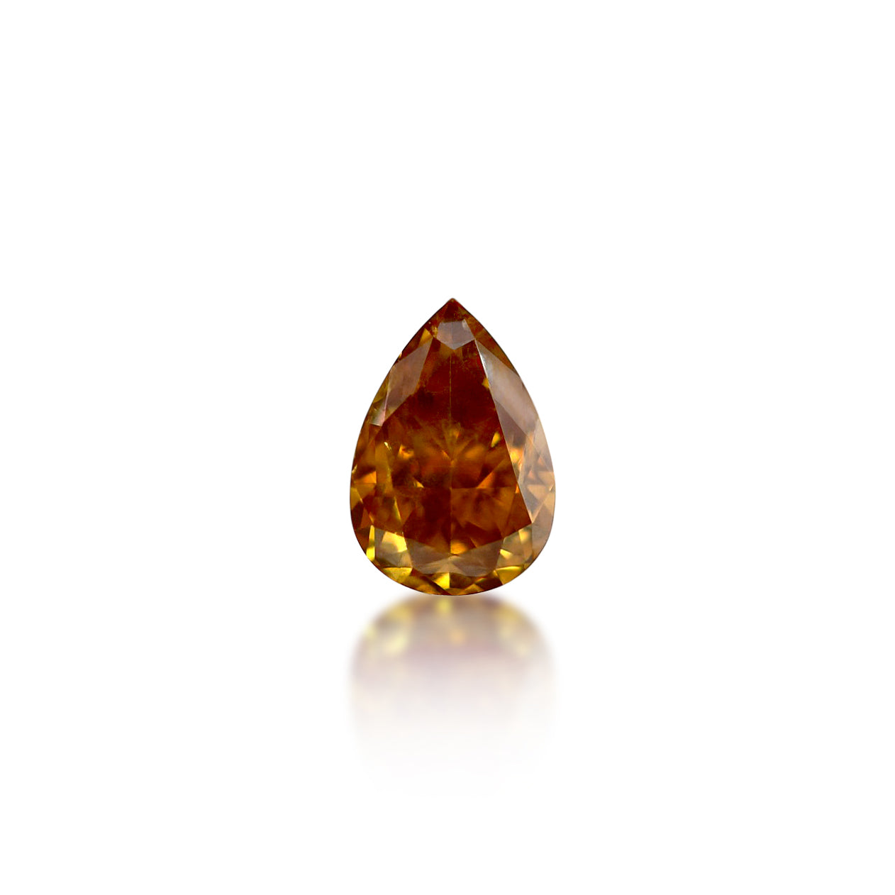 0.34 ct Pear Cut Deep Brown Orange