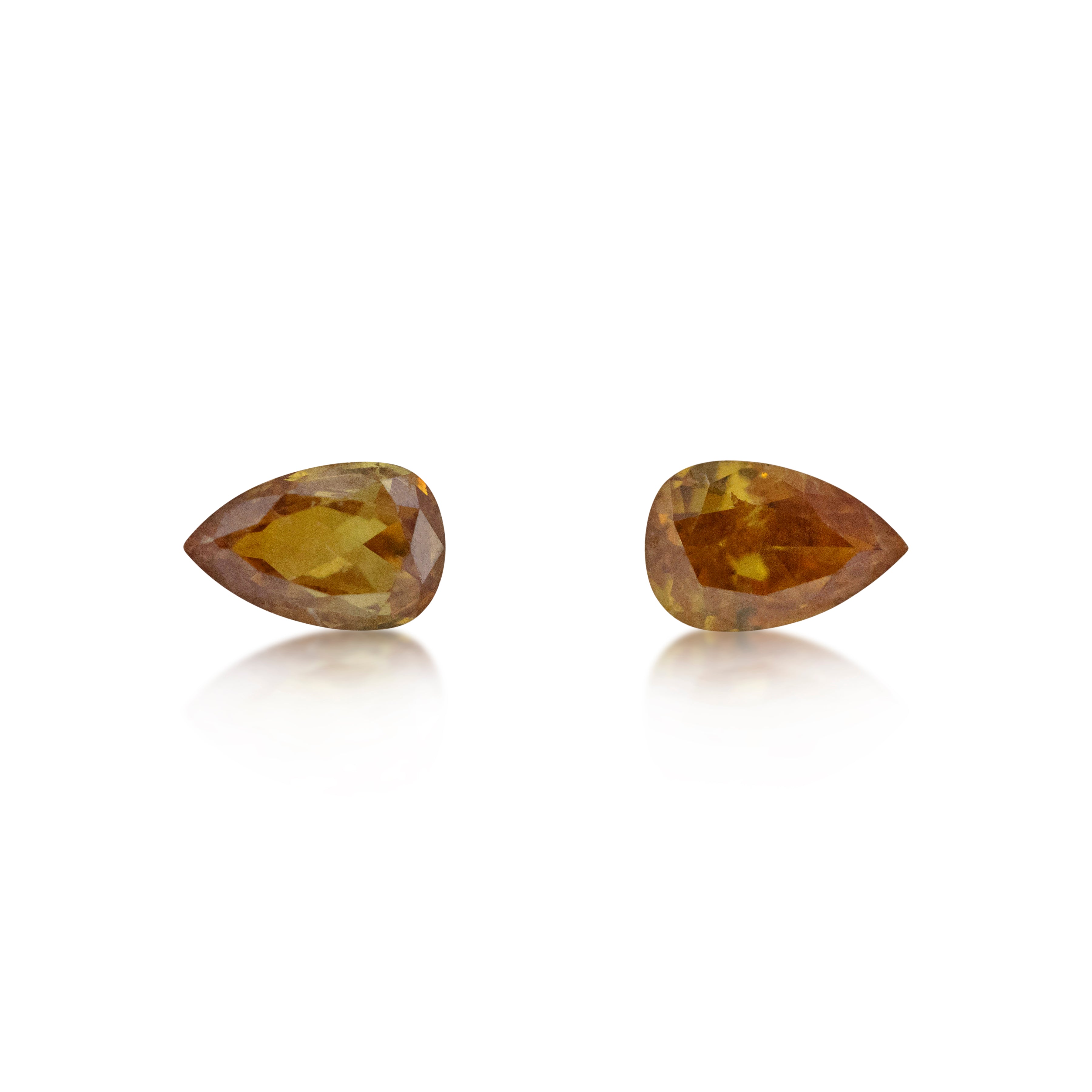 2 = 0.39ct Pear Cut Fancy Deep Brown Orange Matching Pair
