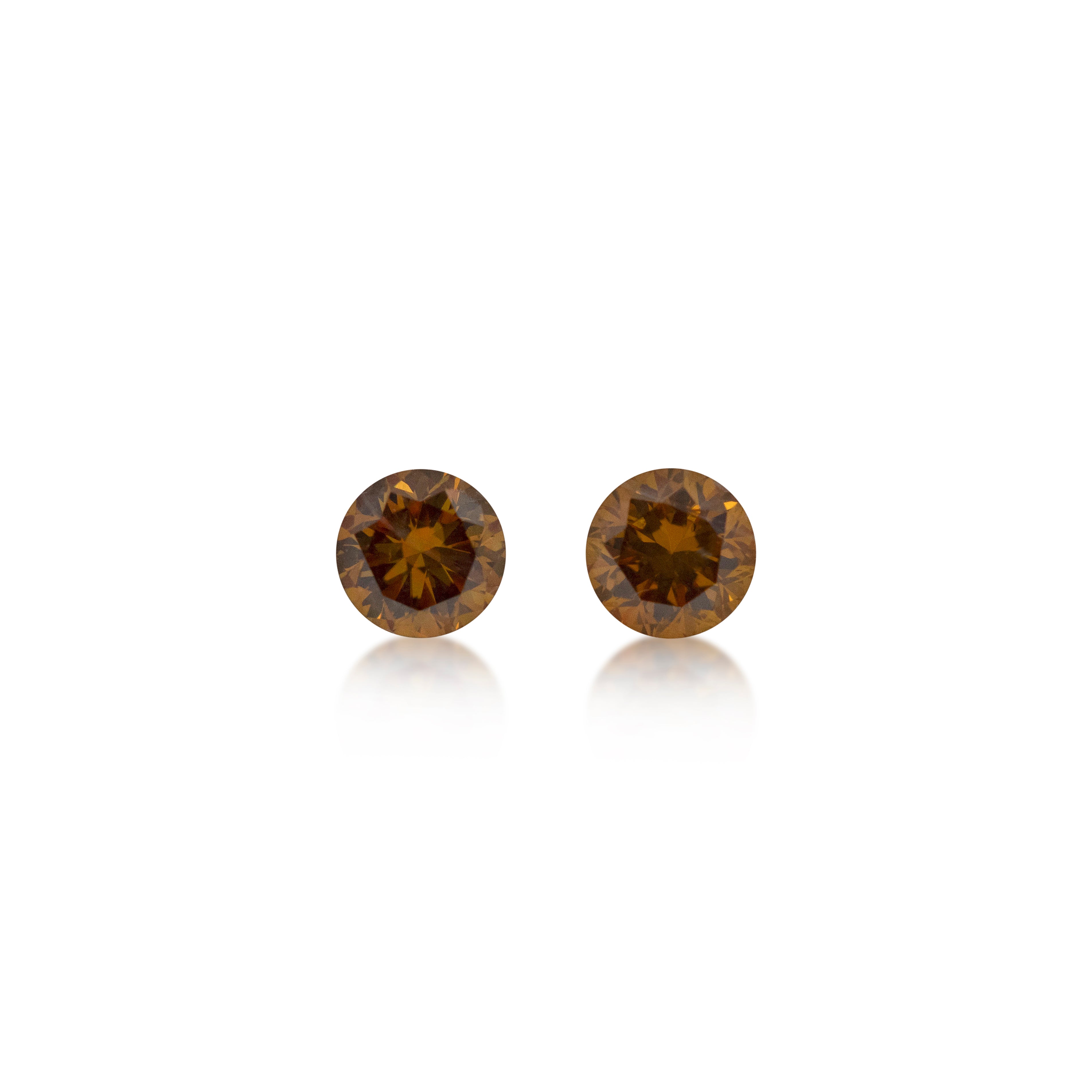 2 = 0.40ct Round Brilliant Cut Golden Orange Matching Pair