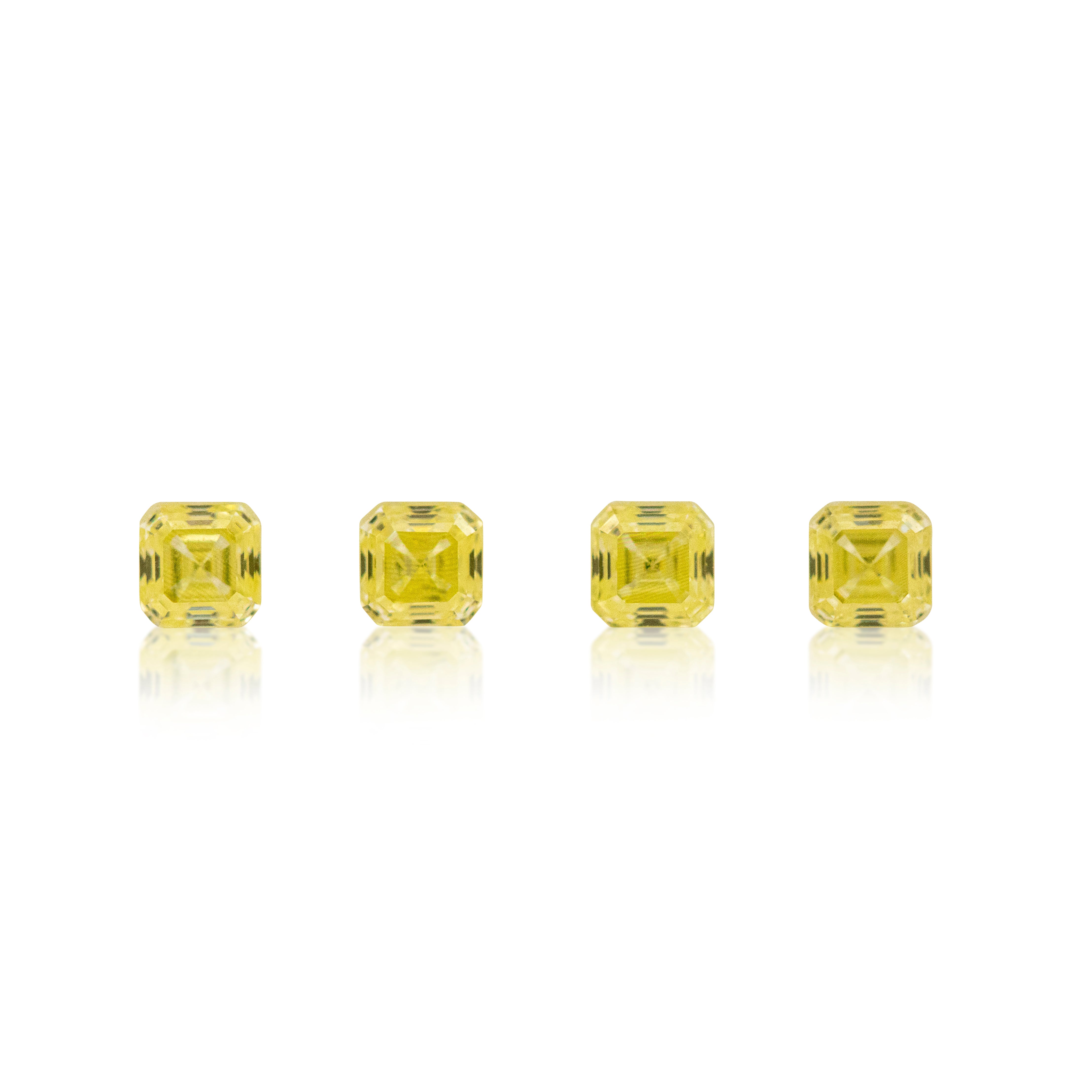 4 = 1.14 ct Asscher Cut Fancy Yellow Diamonds