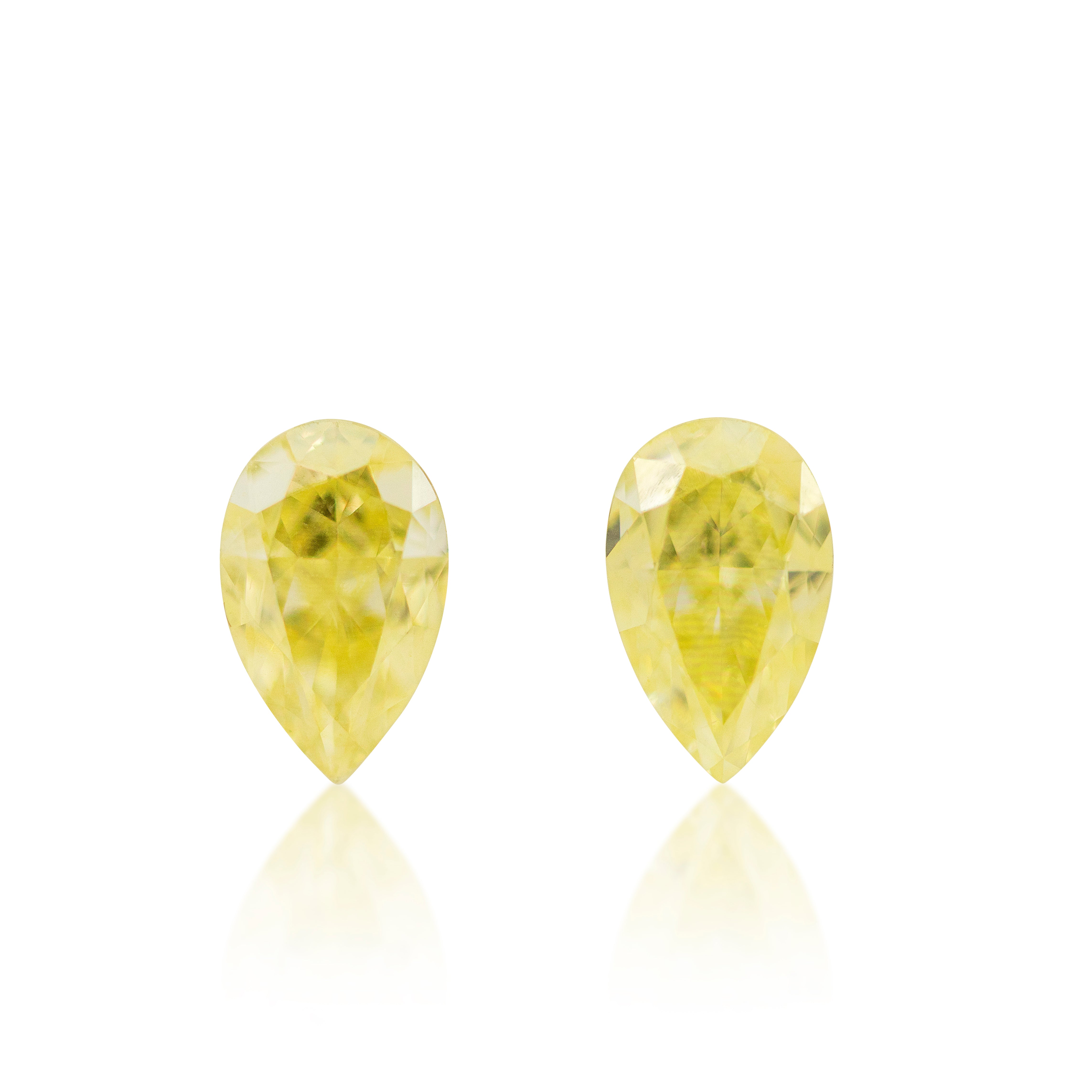 2 = 1.46ct Pear Cut Fancy Yellow Matching Pair