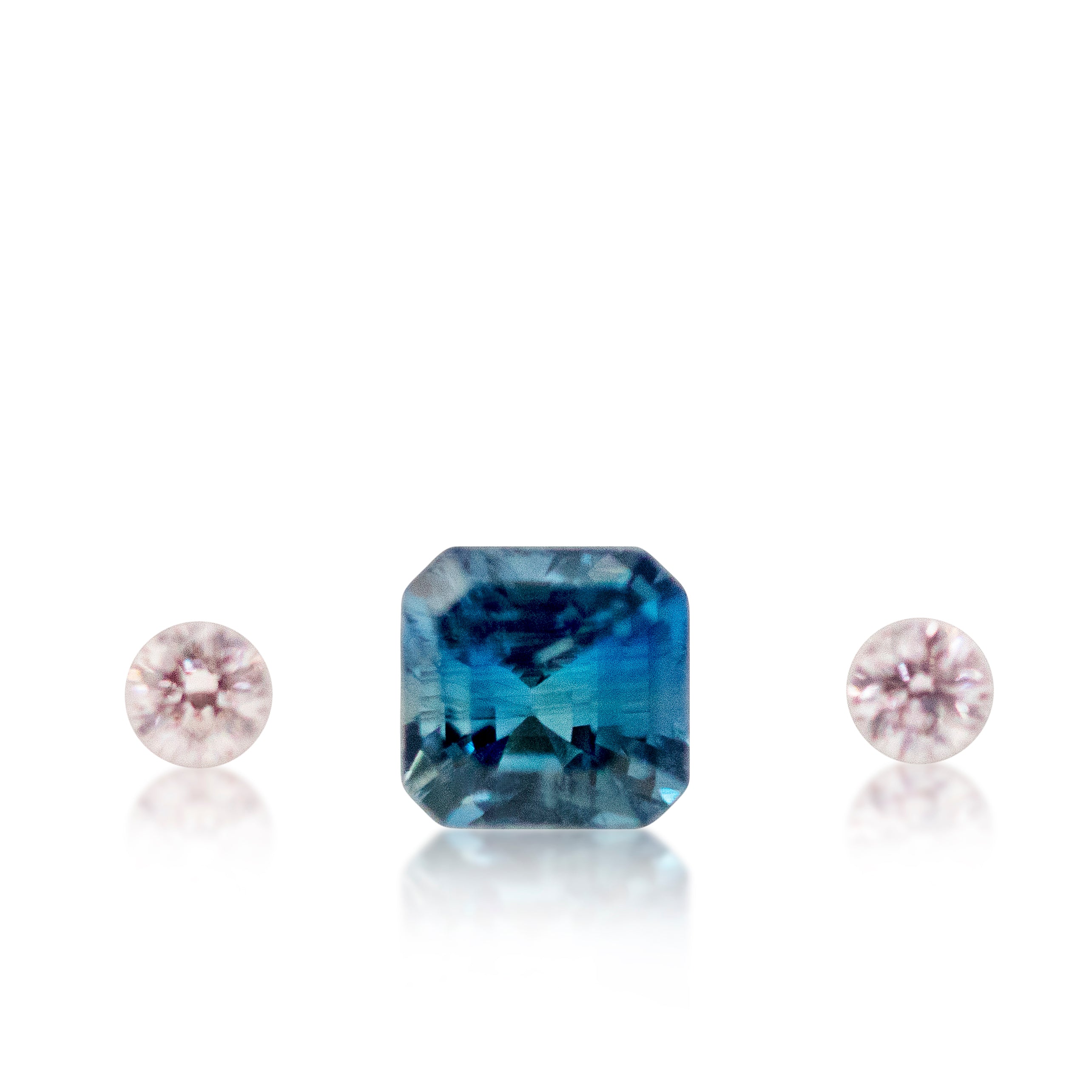 Australian Sapphire & Light Pink Diamond Set