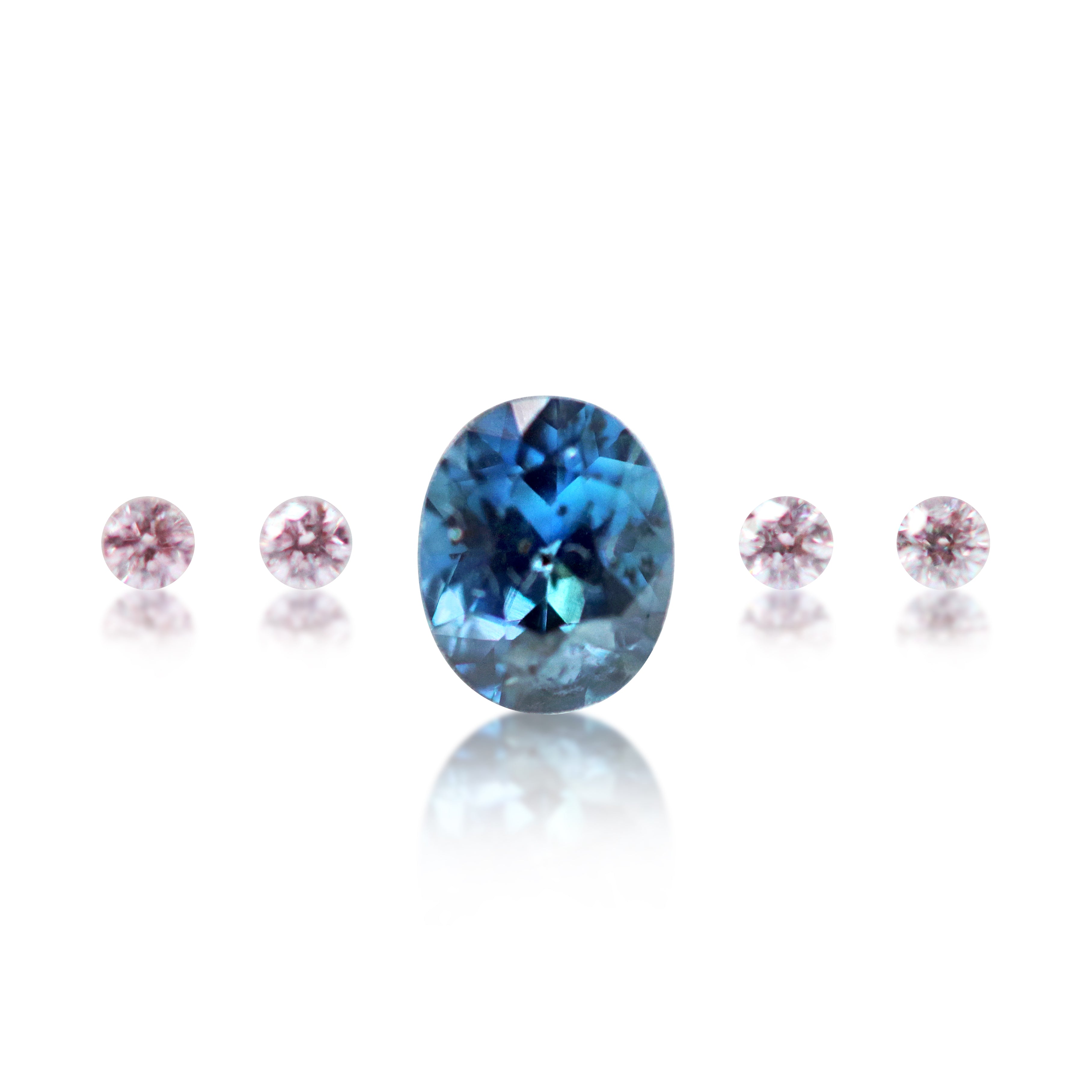 0.56 ct Oval Cut Blue Sapphire & Pink Argyle Diamonds